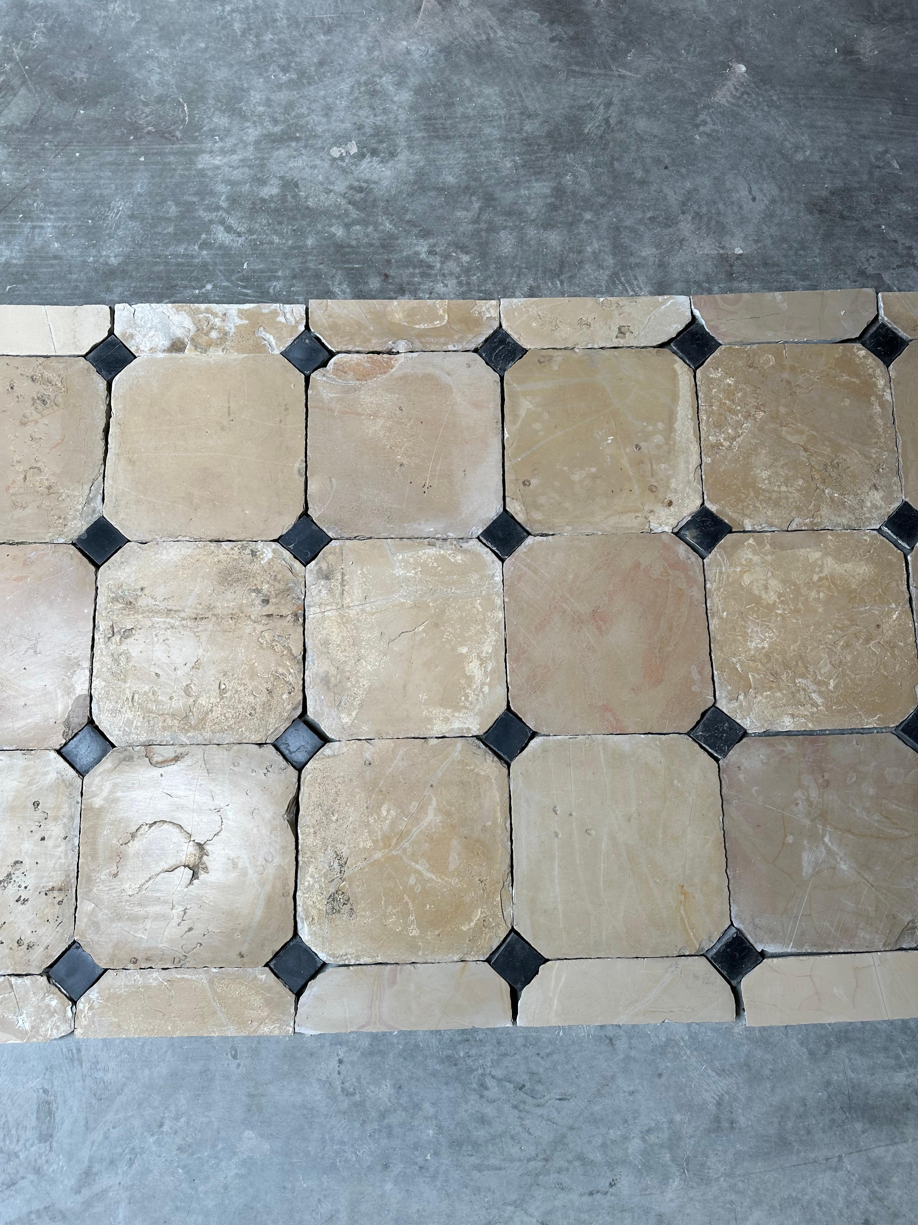 Antique Limestone Cabochon Floor For Sale 4