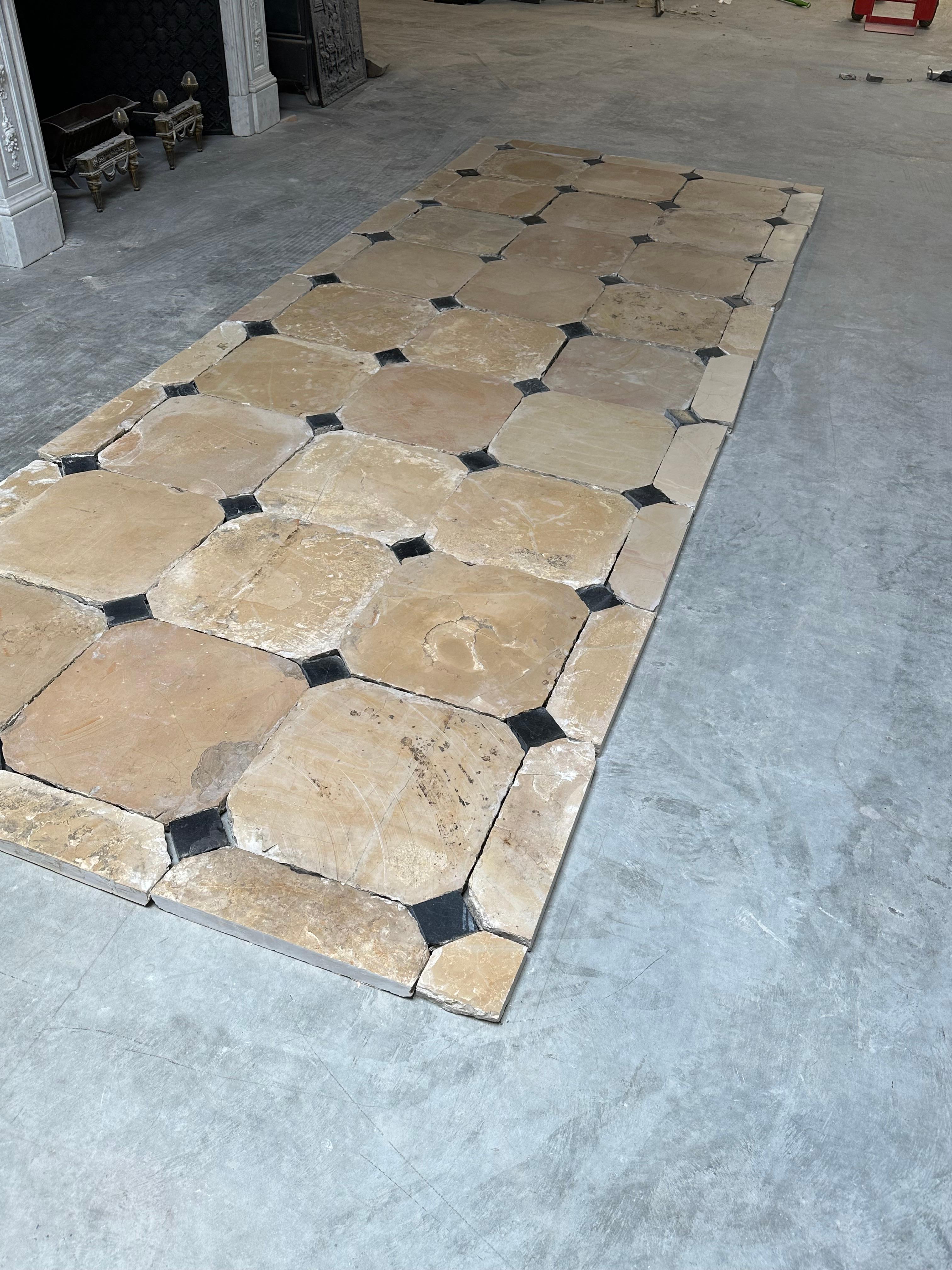French Antique Limestone Cabochon Floor For Sale