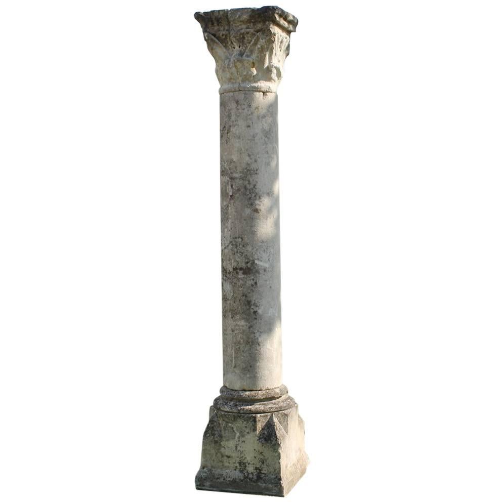 Antique Limestone Column 18th Century