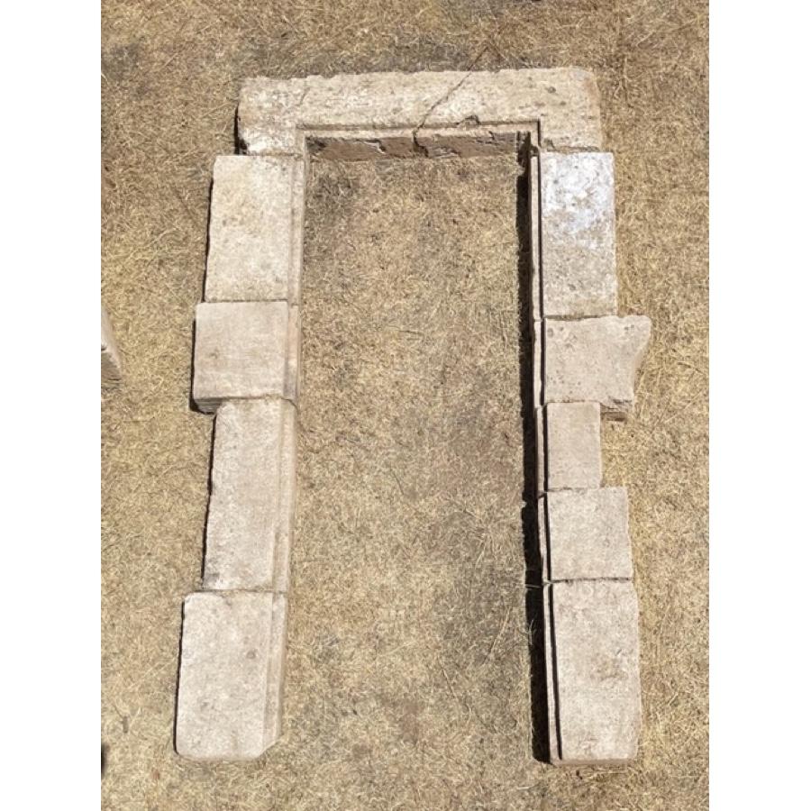 Antique Limestone Door Surround
Dimensions:
- Overall:  90 1/2”H x 57”W x 6 3/4”D
- Interior:  82”H x 30”W x 6 3/4”D

Beautiful texture and patina.