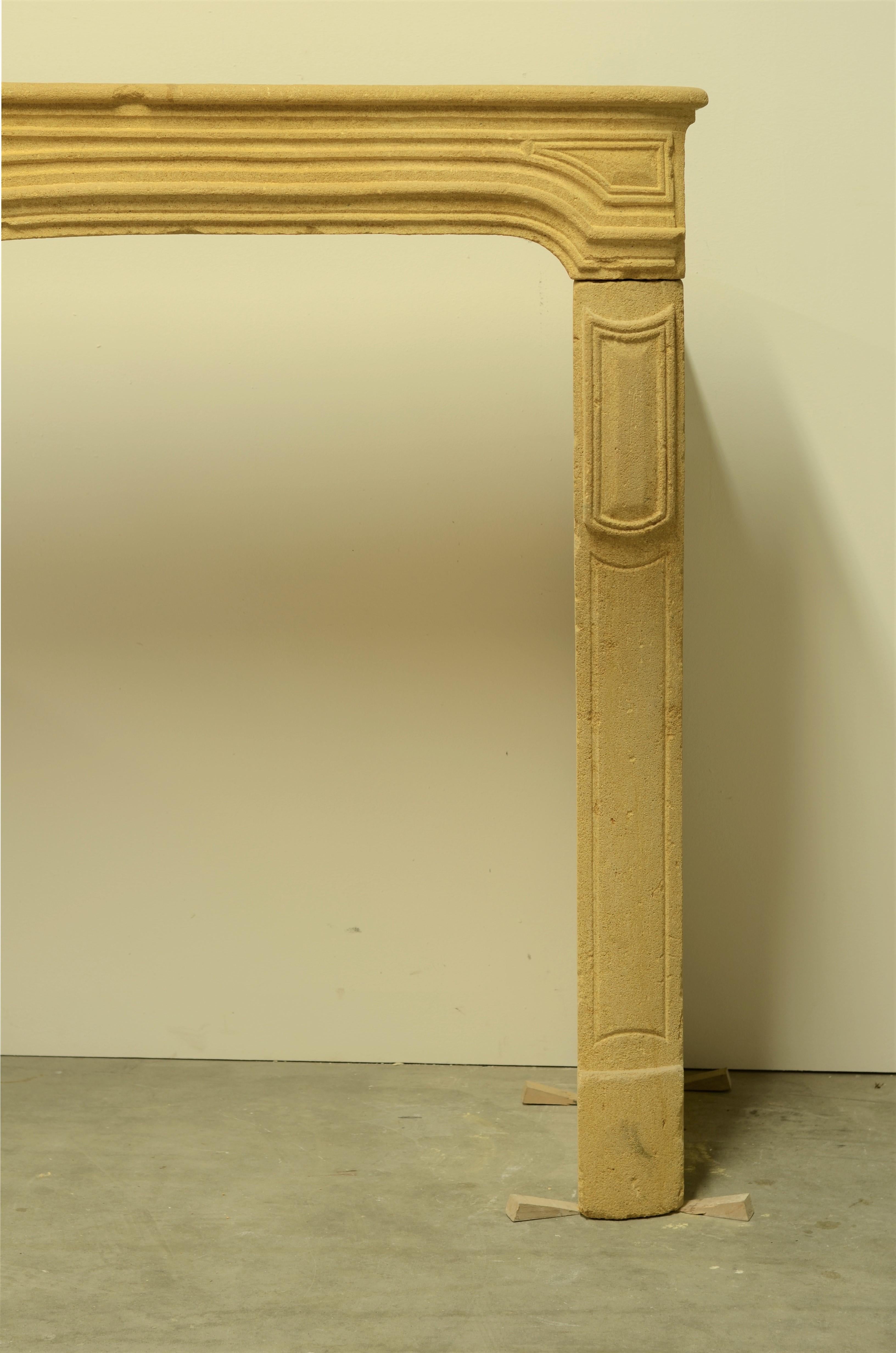 Antique Limestone Fireplace from France, 19th Century For Sale 2
