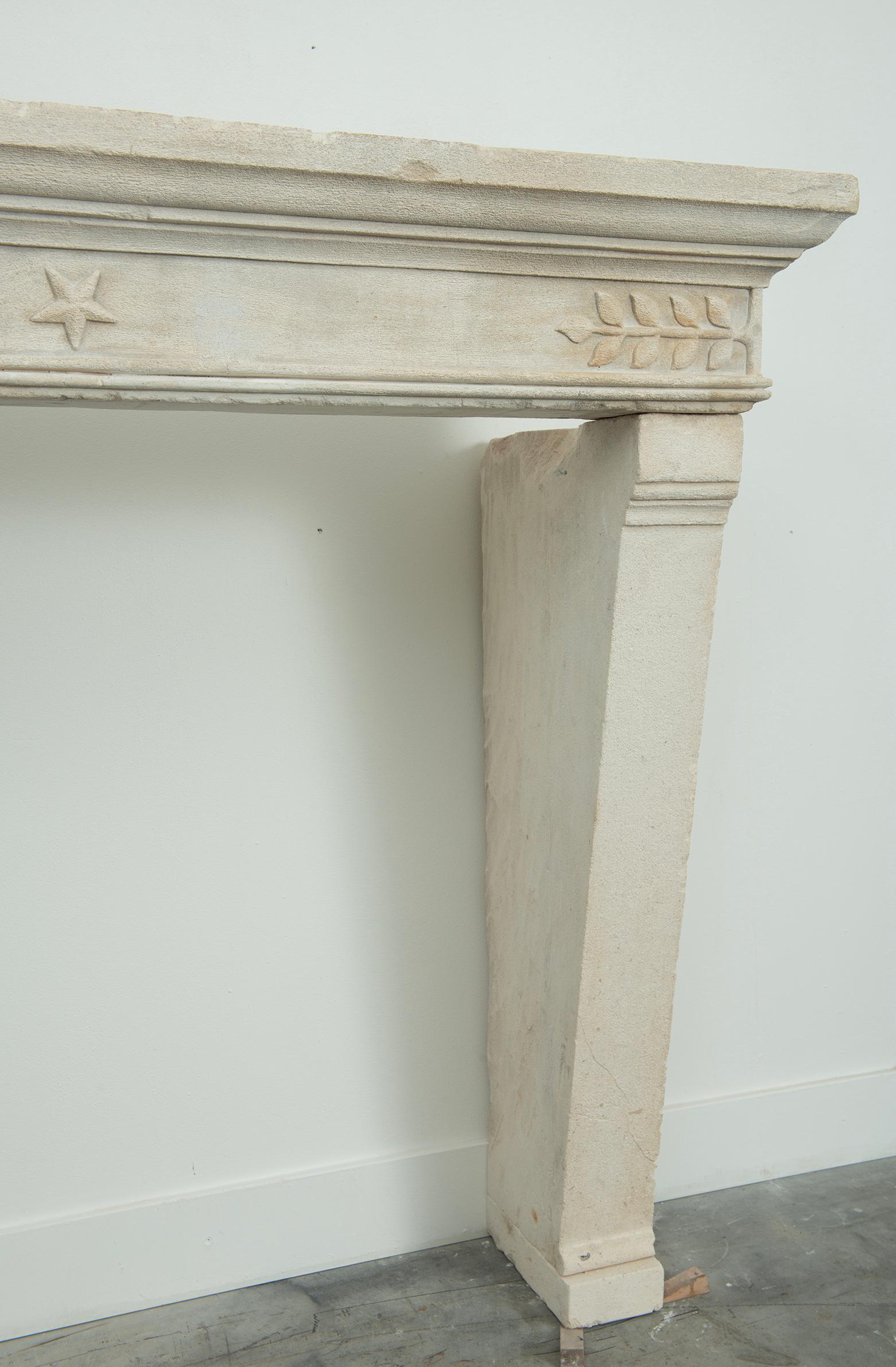 Antique Limestone Fireplace mantel For Sale 9