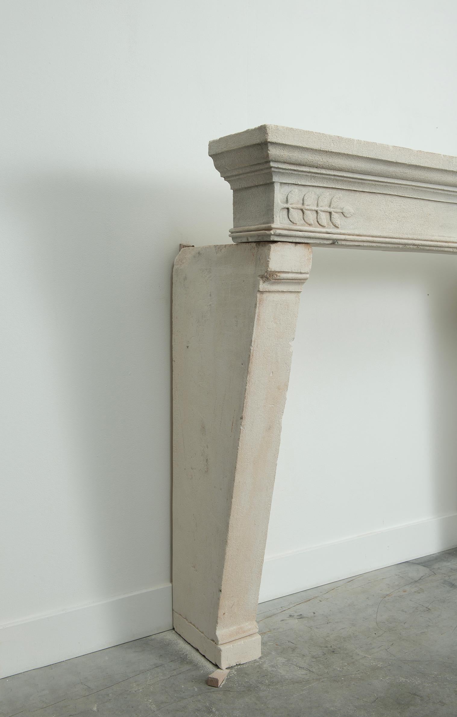 French Antique Limestone Fireplace mantel For Sale
