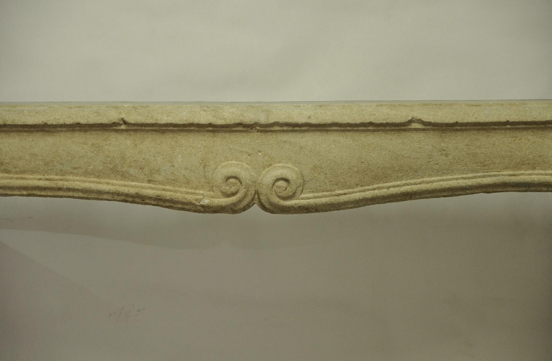 French Antique Limestone Fireplace Mantel For Sale