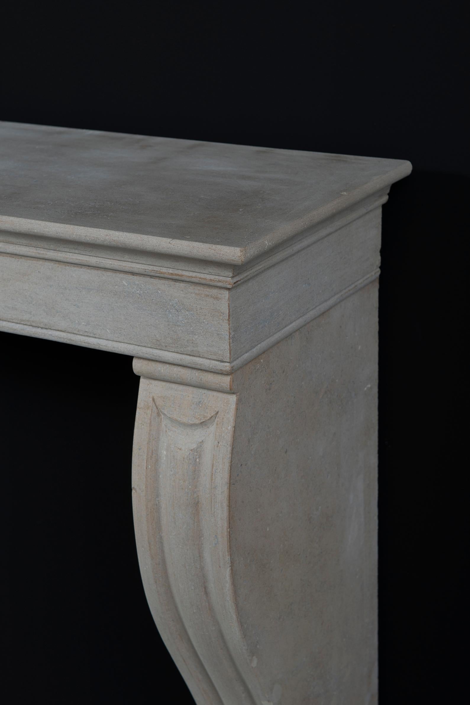 Antique Limestone Fireplace Mantel from France For Sale 4