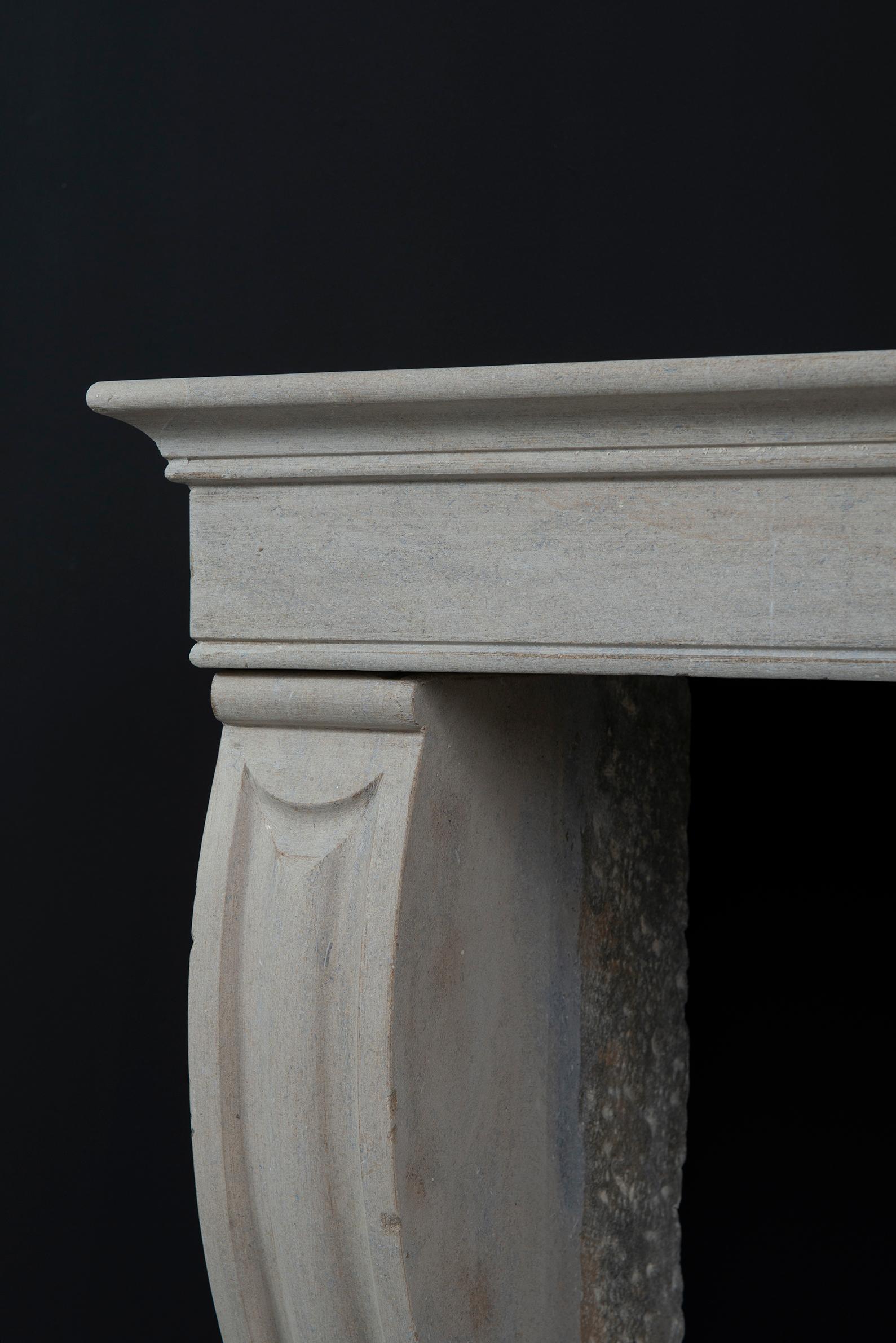 Antique Limestone Fireplace Mantel from France For Sale 5