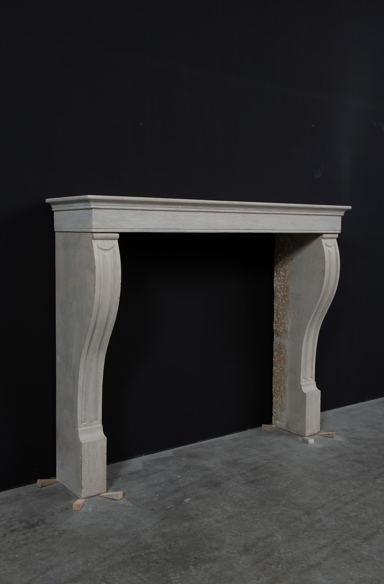French Antique Limestone Fireplace Mantel from France For Sale