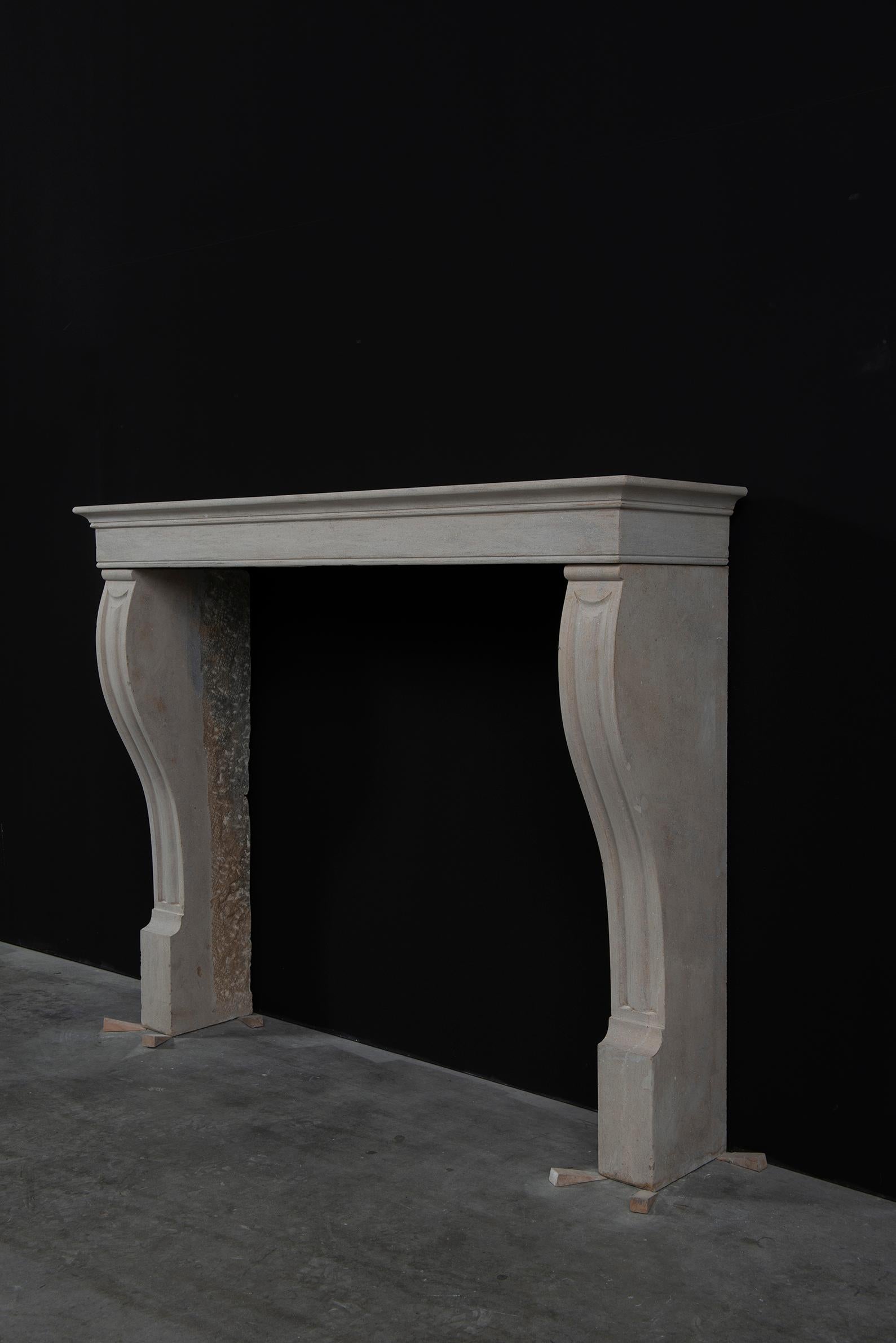 Antique Limestone Fireplace Mantel from France For Sale 1