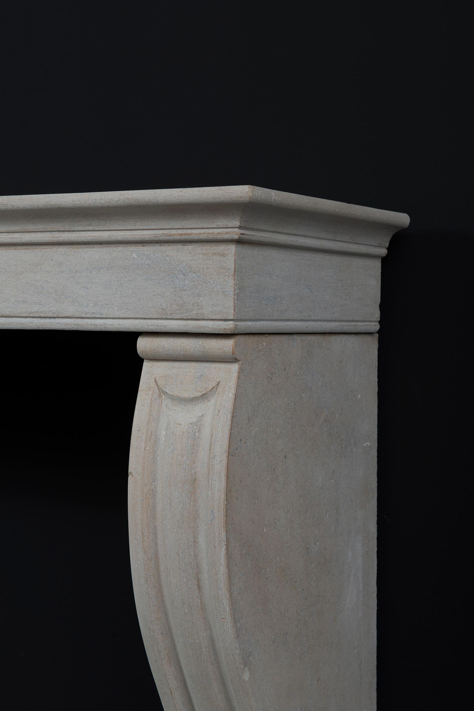 Antique Limestone Fireplace Mantel from France For Sale 3