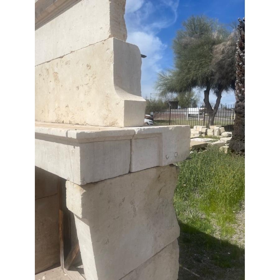Antique Limestone Fireplace with Trumeau For Sale 4