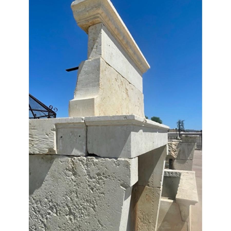 Antique Limestone Fireplace with Trumeau In Fair Condition For Sale In Scottsdale, AZ