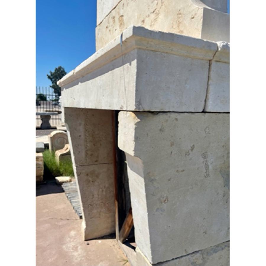 Antique Limestone Fireplace with Trumeau For Sale 1