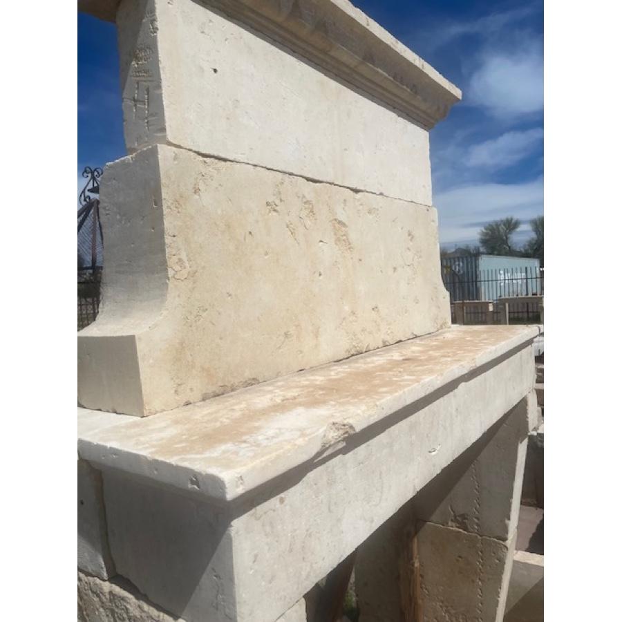 Antique Limestone Fireplace with Trumeau For Sale 3