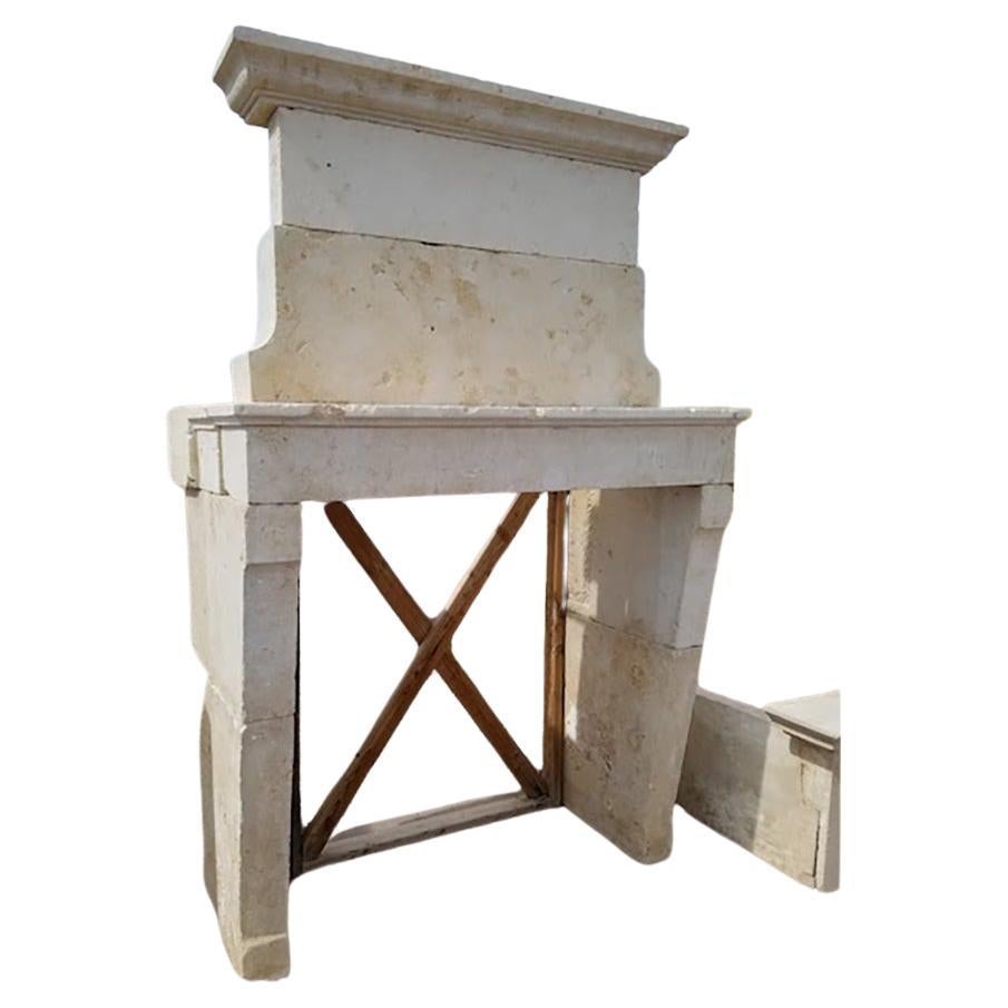 Antique Limestone Fireplace with Trumeau For Sale 8