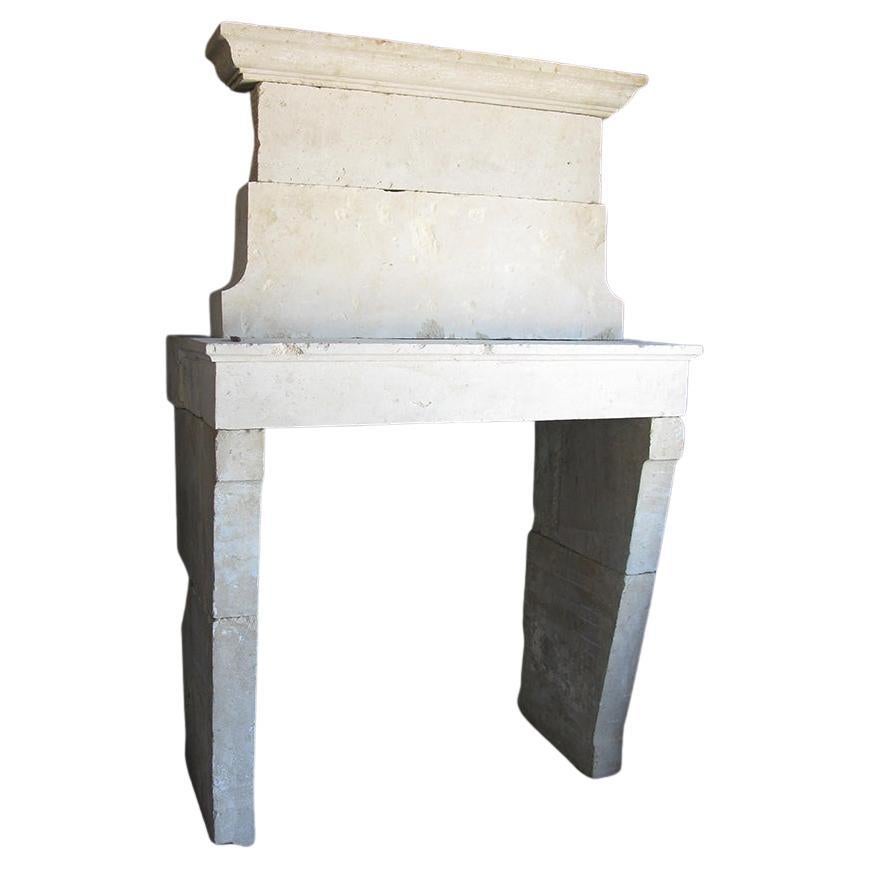 Antique Limestone Fireplace with Trumeau For Sale