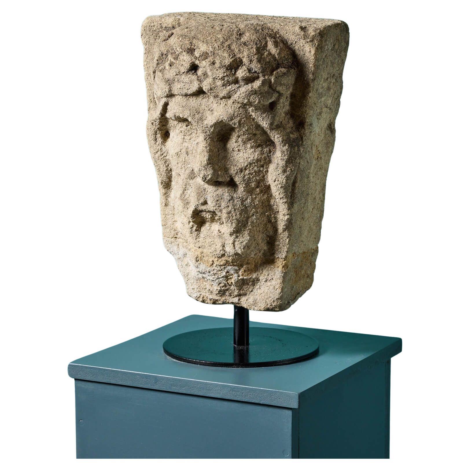 Antique Limestone Keystone of an English King