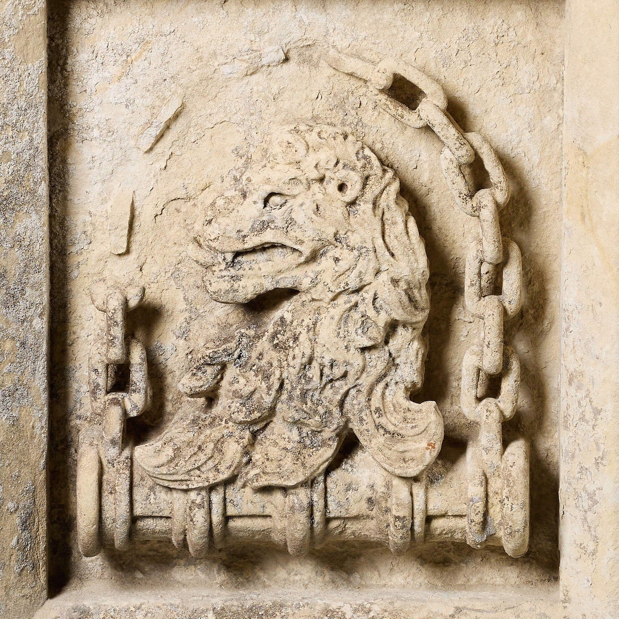 Georgian Antique Limestone Lion Plaque or Crest
