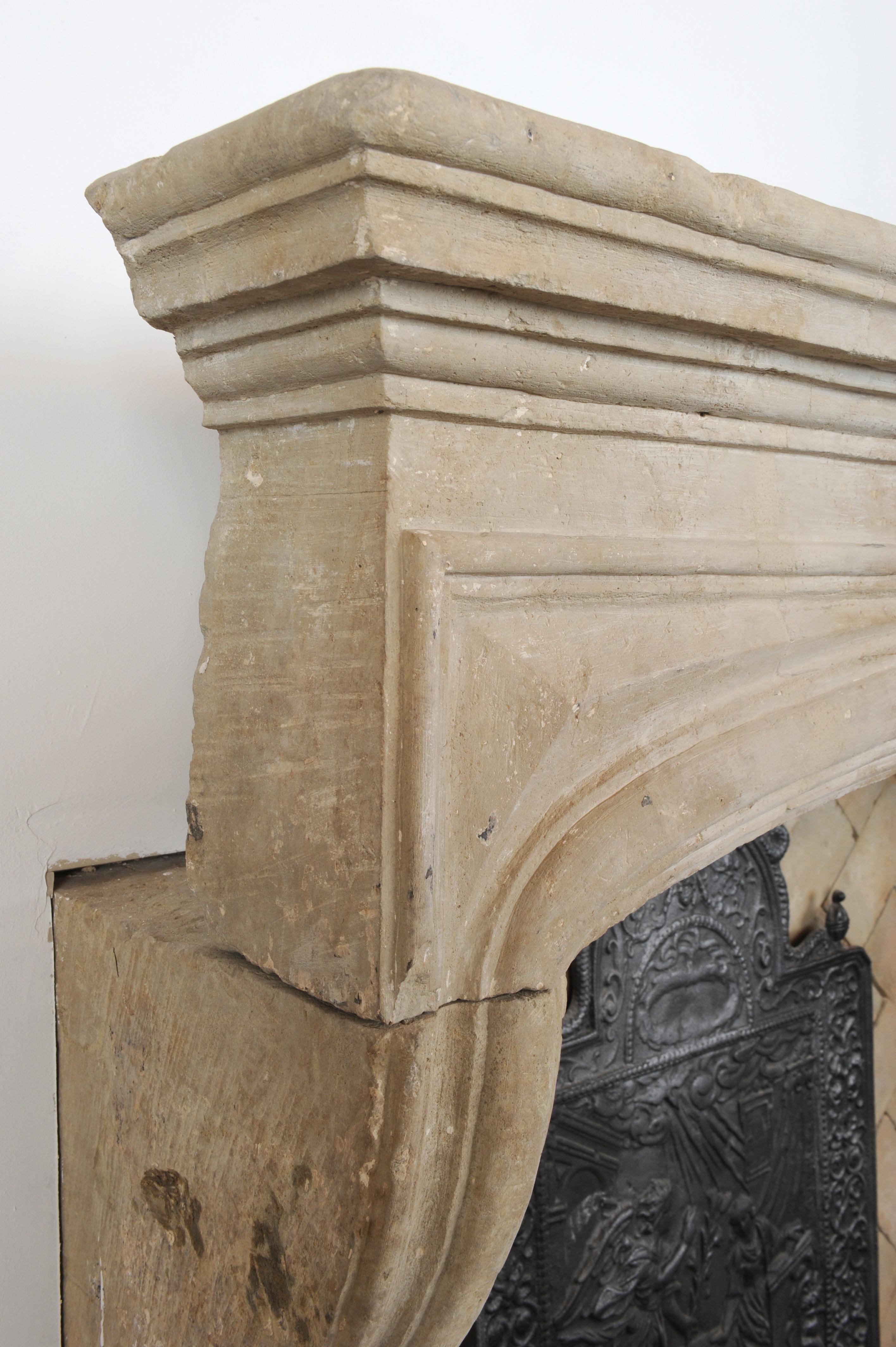 Antique Limestone Louis XIV Fireplace Mantel 6