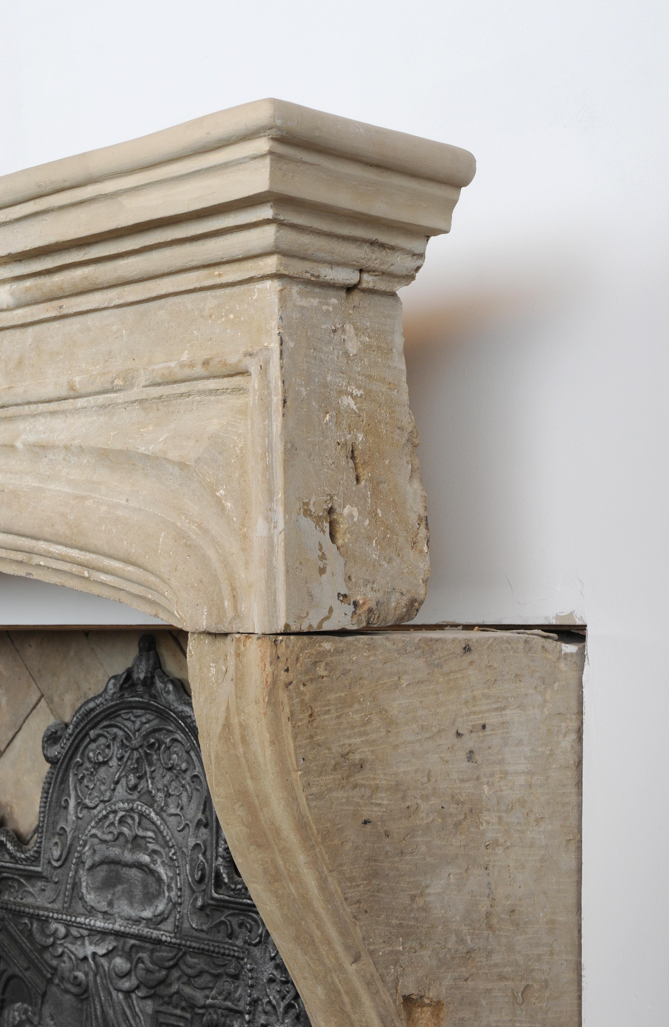 Antique Limestone Louis XIV Fireplace Mantel 8