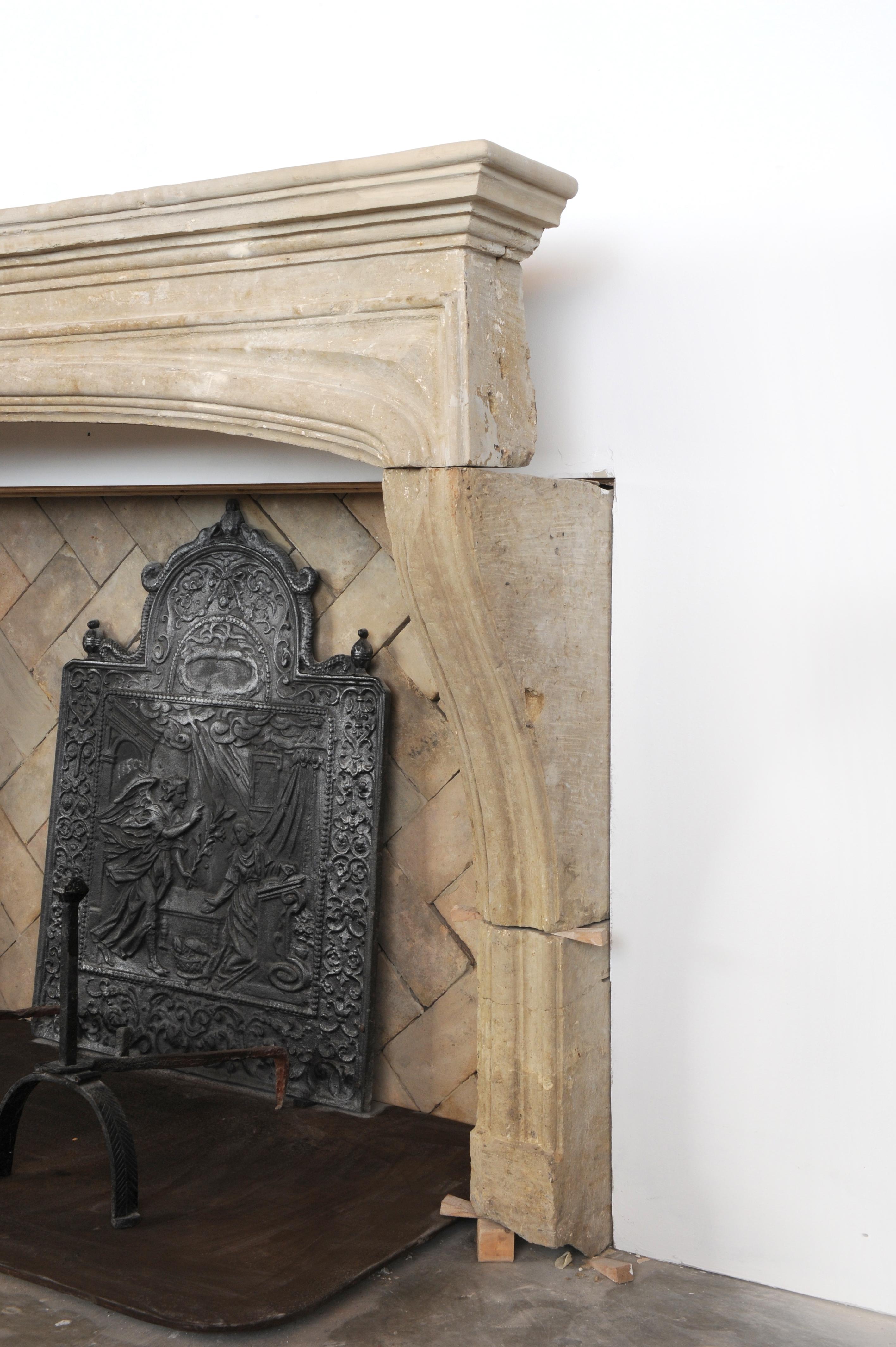Antique Limestone Louis XIV Fireplace Mantel 10
