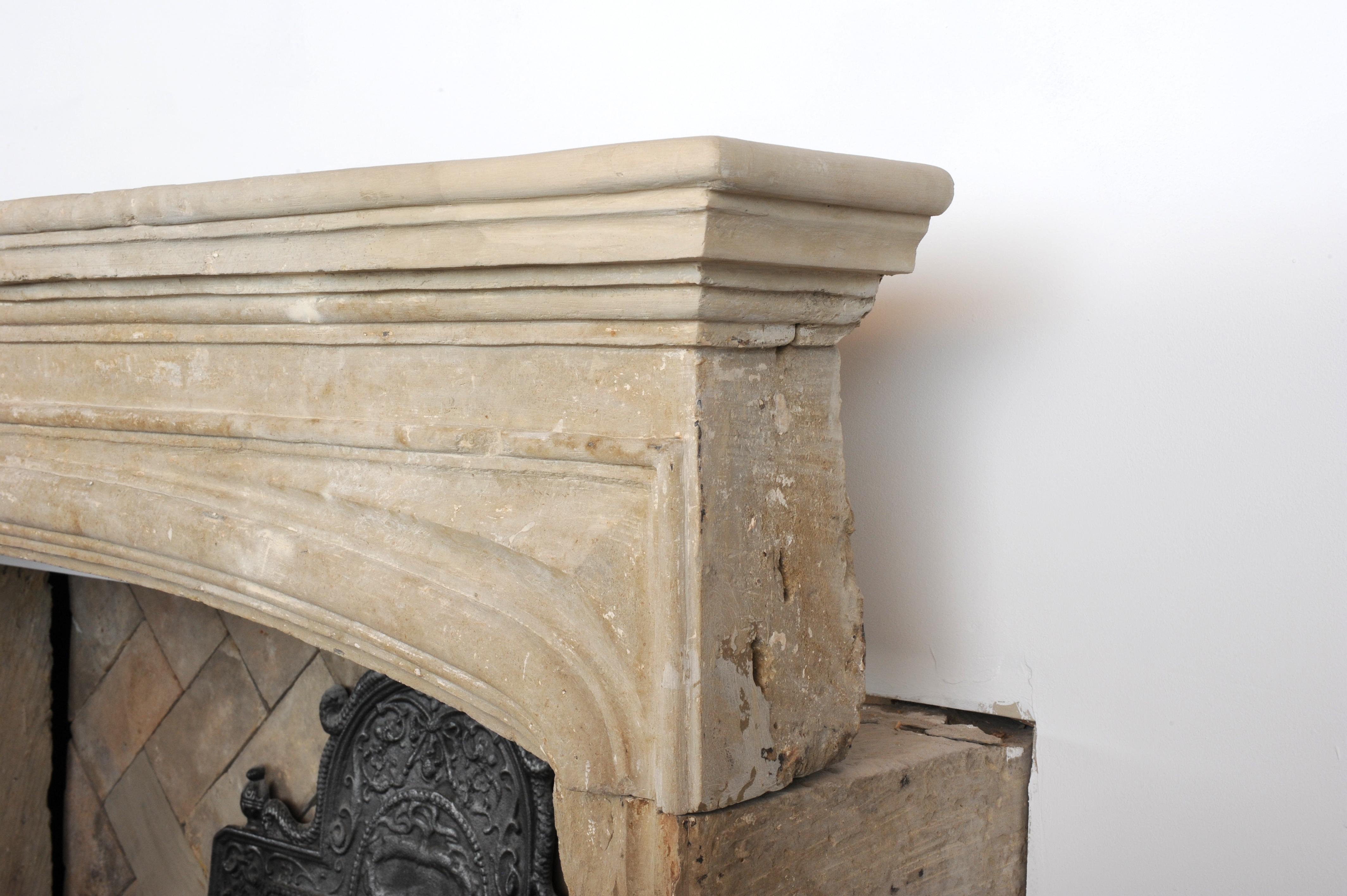 Antique Limestone Louis XIV Fireplace Mantel 12