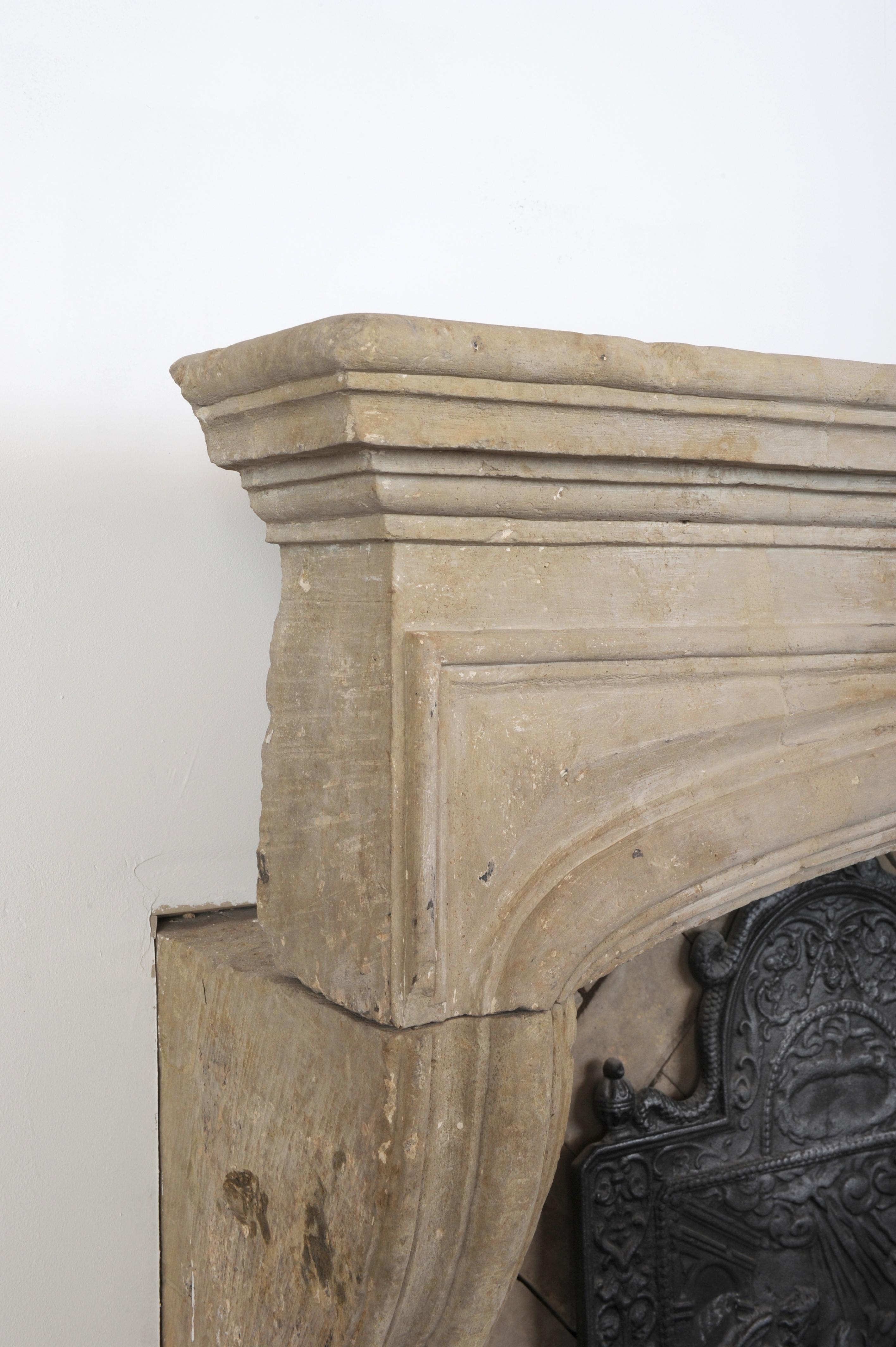 Antique Limestone Louis XIV Fireplace Mantel 1