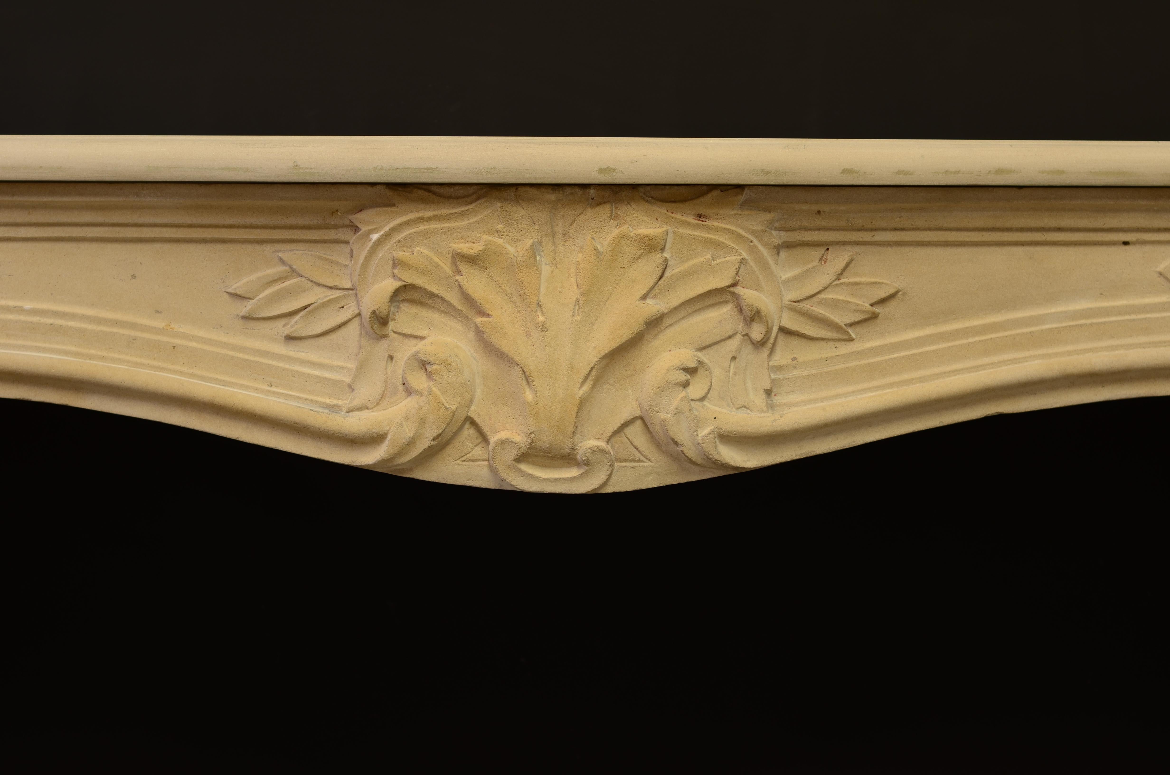 French Antique Limestone Louis XV Fireplace Mantel For Sale