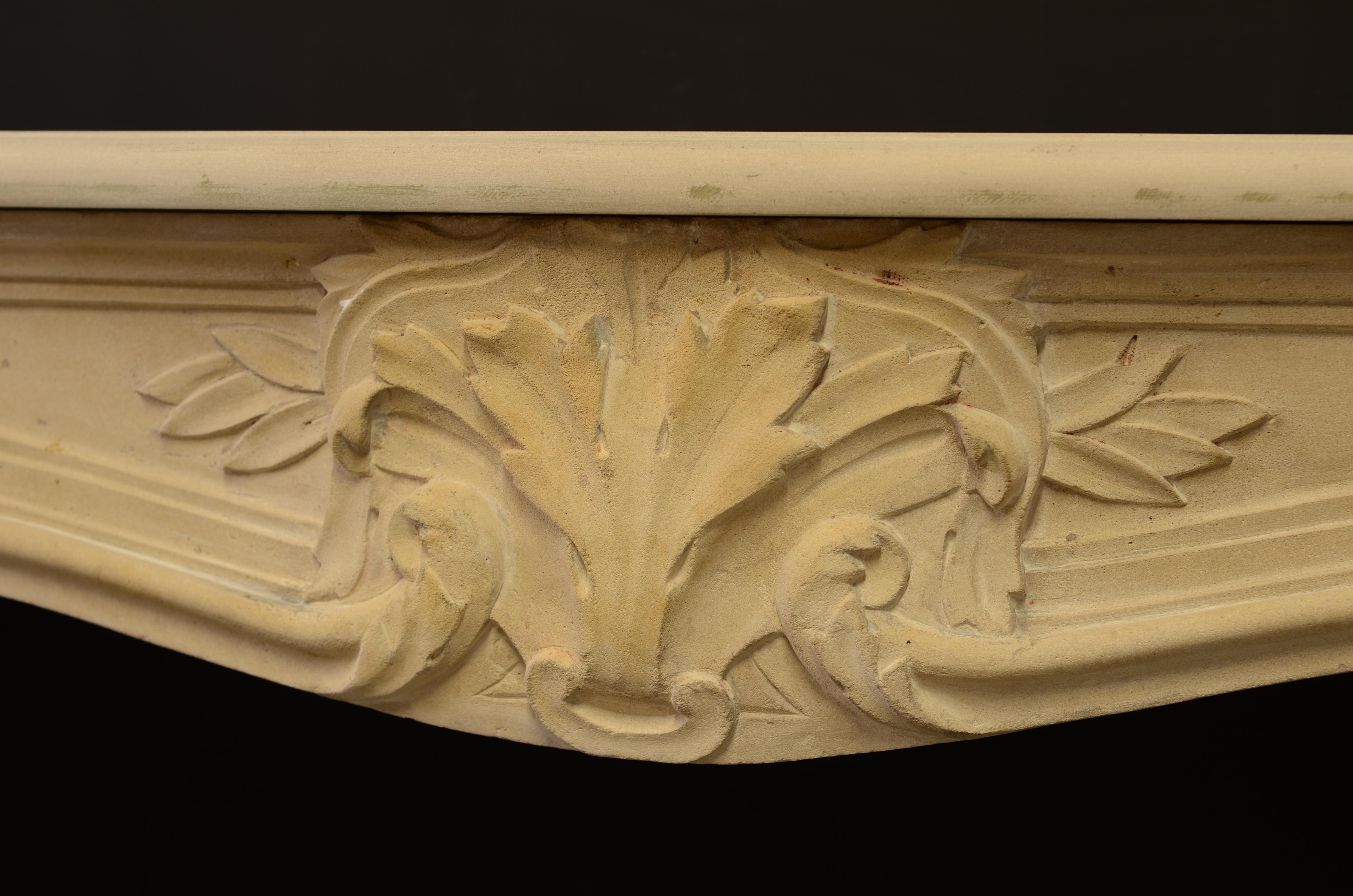 Antique Limestone Louis XV Fireplace Mantel In Good Condition For Sale In Haarlem, Noord-Holland