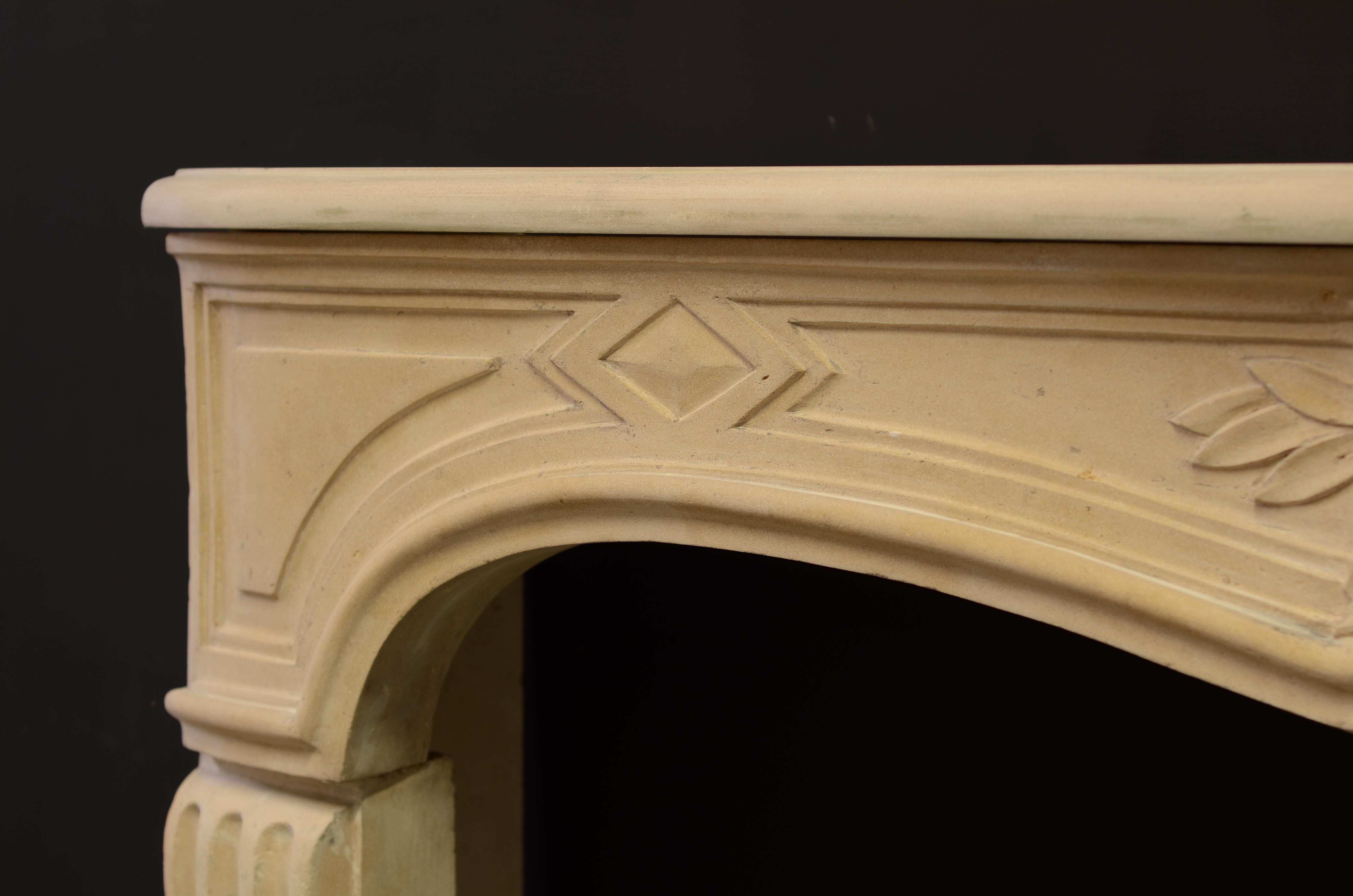 19th Century Antique Limestone Louis XV Fireplace Mantel For Sale