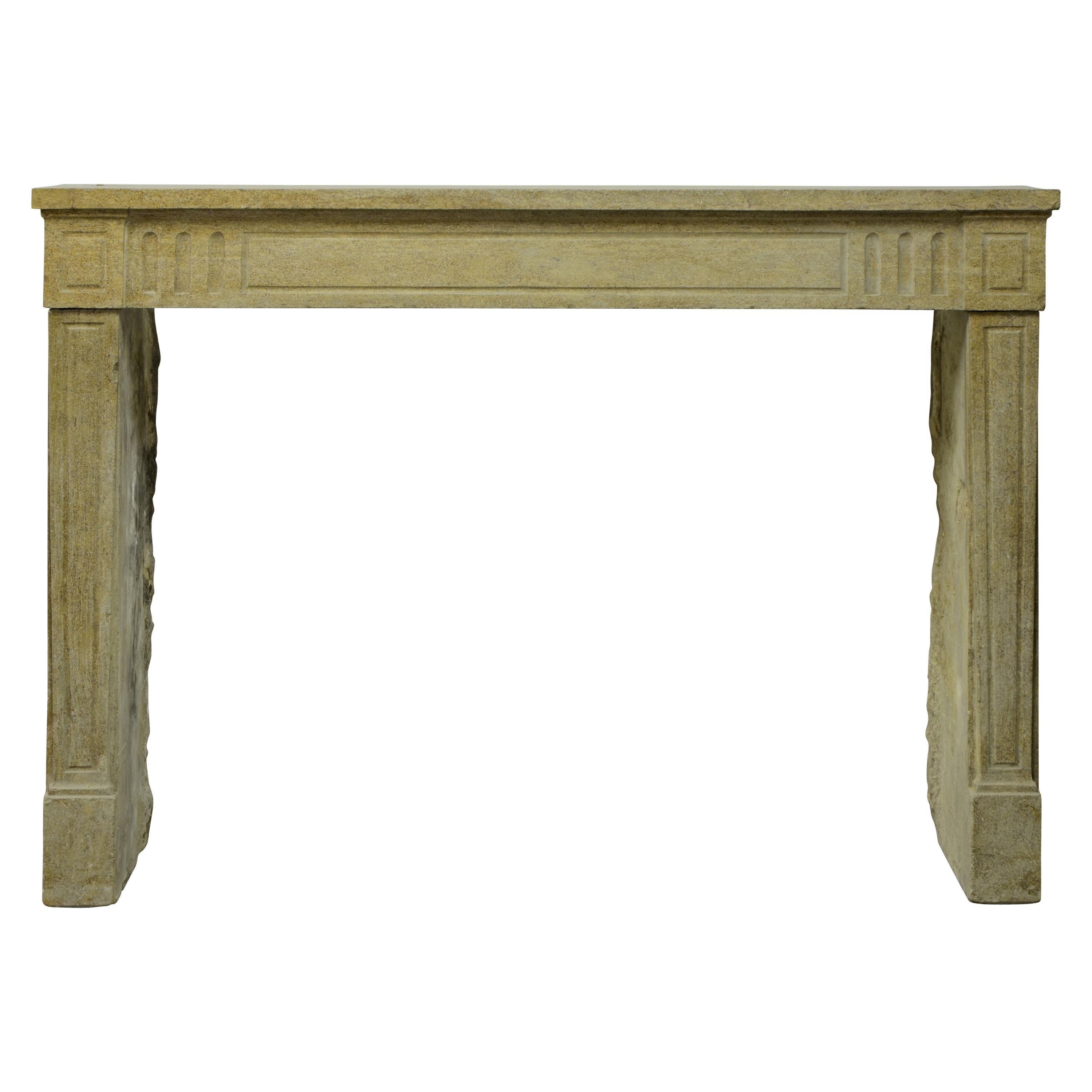 Antique Limestone Louis XVI Fireplace Mantel