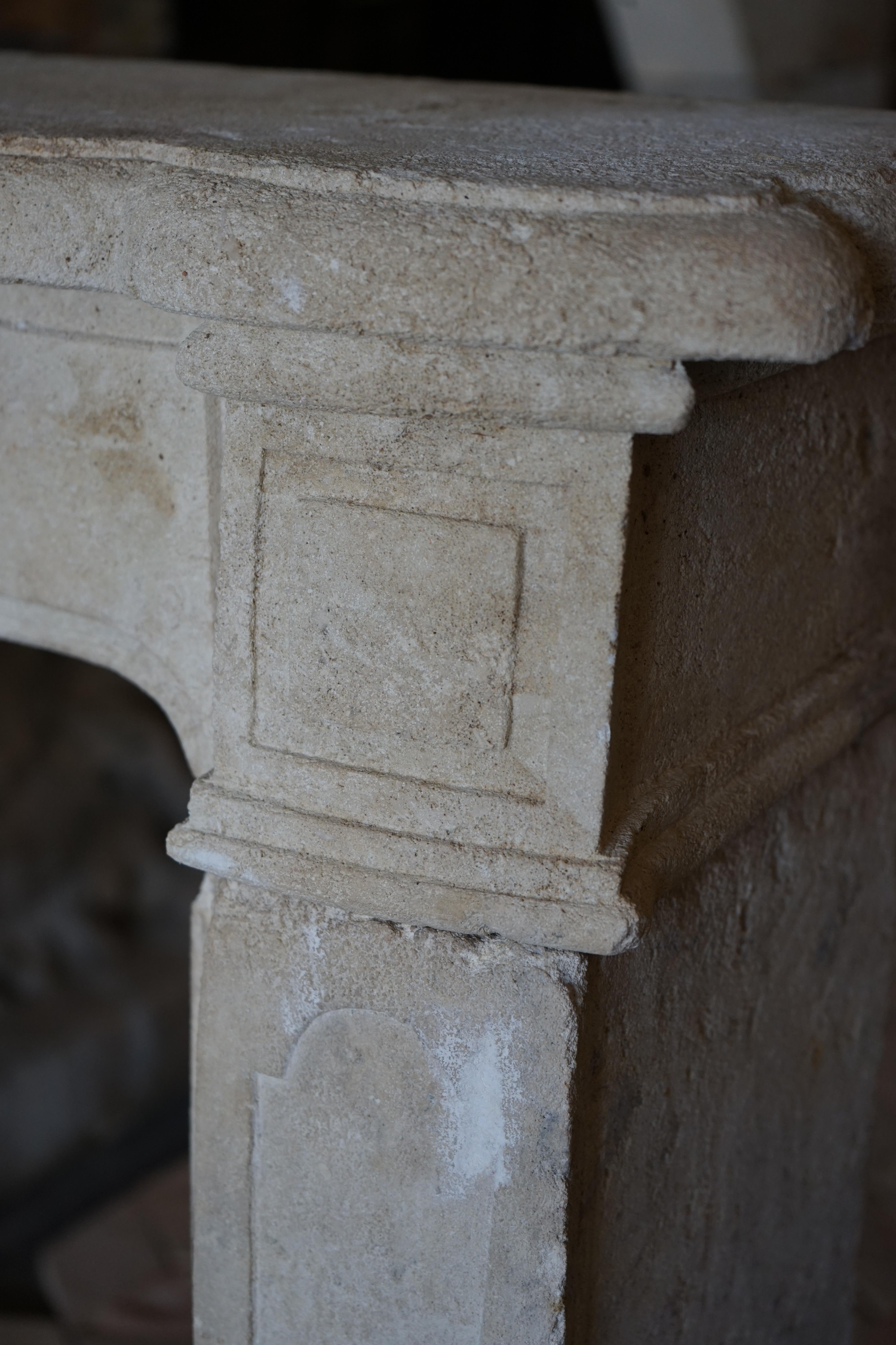French Antique Limestone Mantel