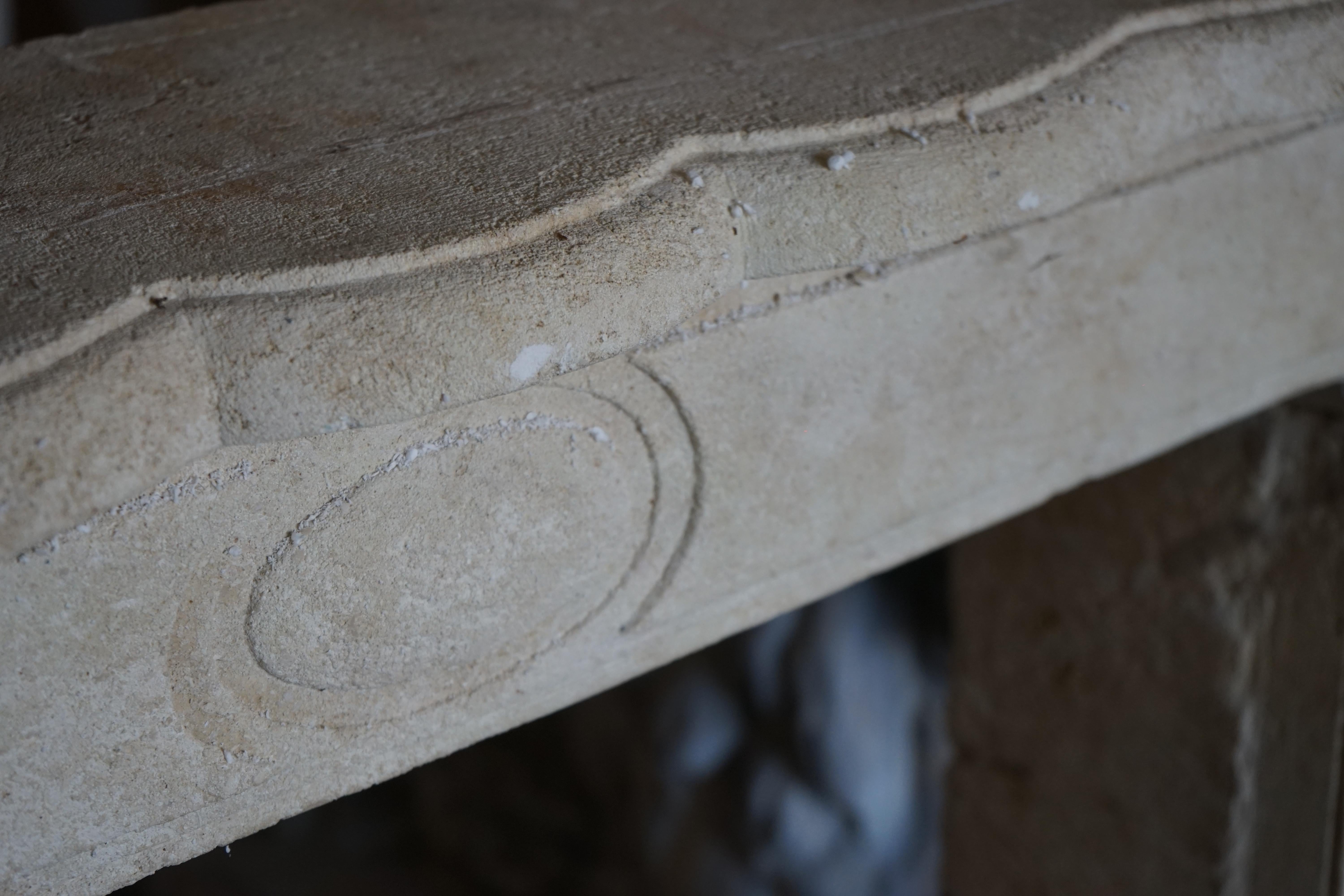 18th Century and Earlier Antique Limestone Mantel