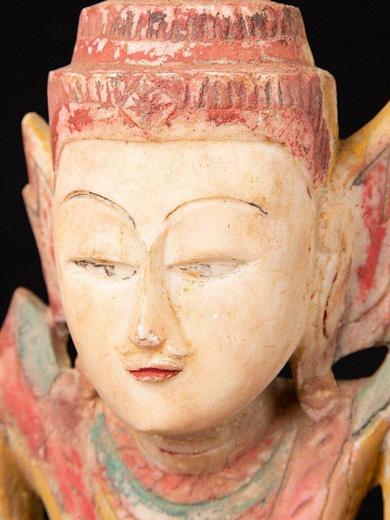 Antique Limestone Shan Buddha Statue from Burma For Sale 9