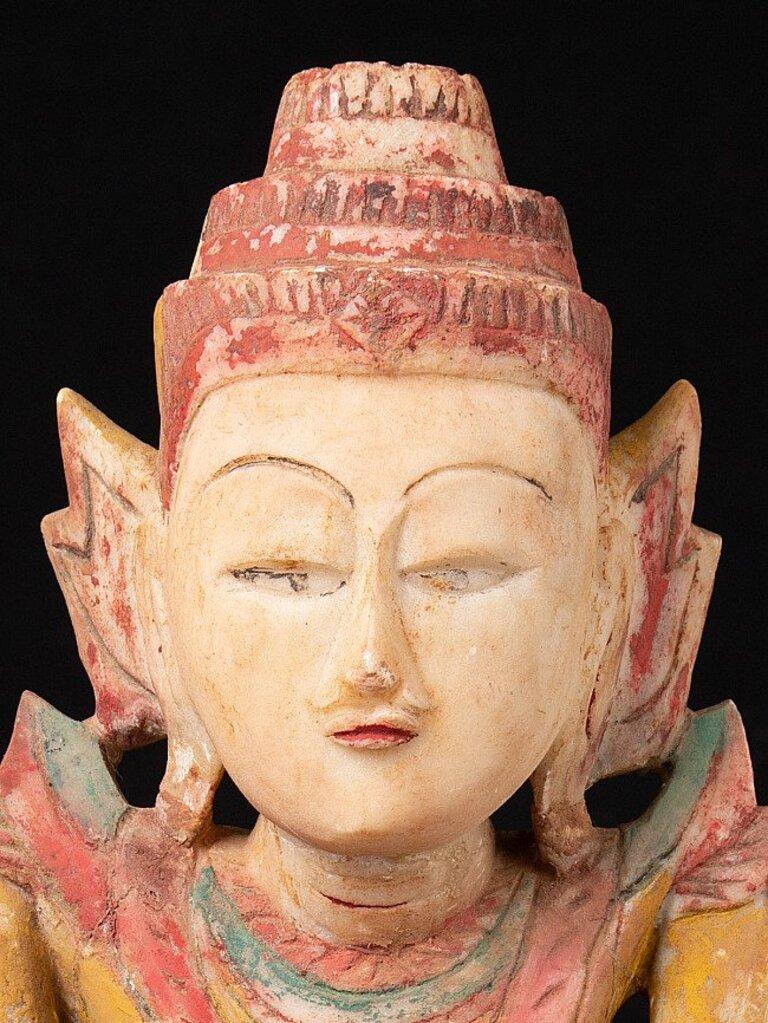 Burmese Antique Limestone Shan Buddha Statue from Burma For Sale