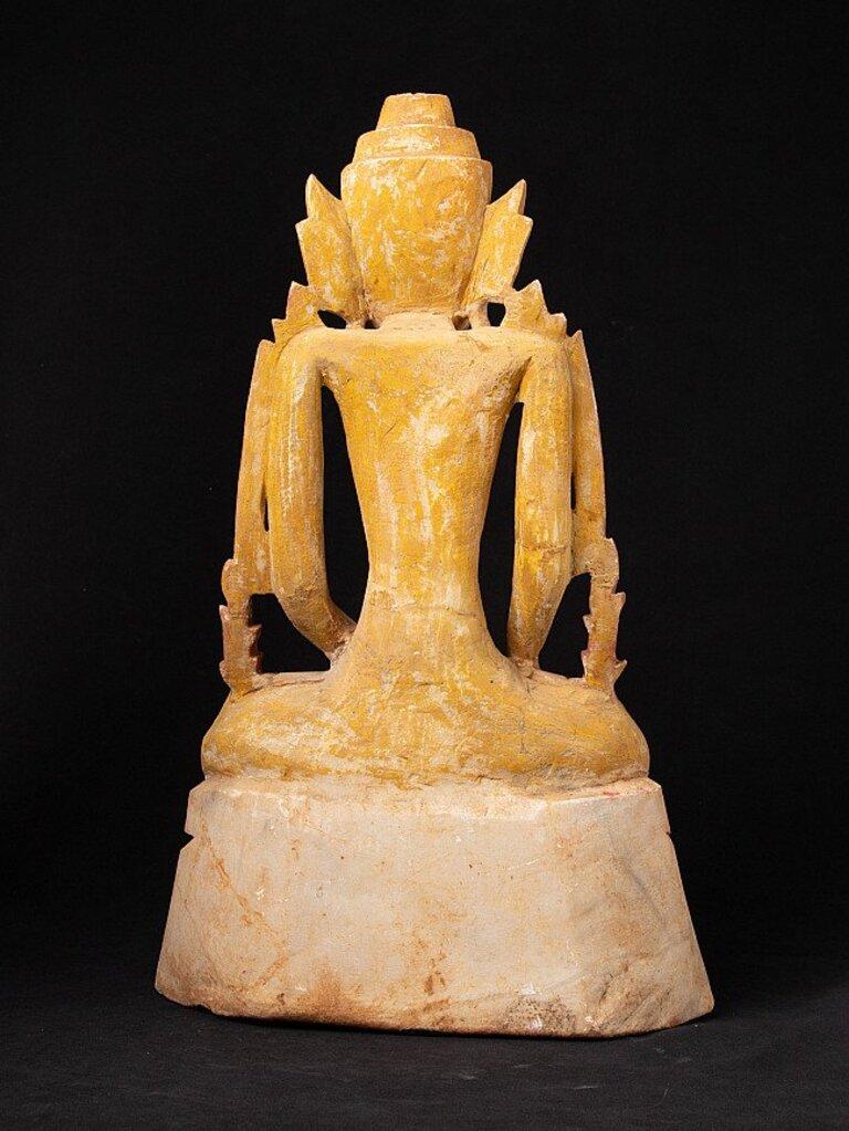 Antique Limestone Shan Buddha Statue from Burma For Sale 2