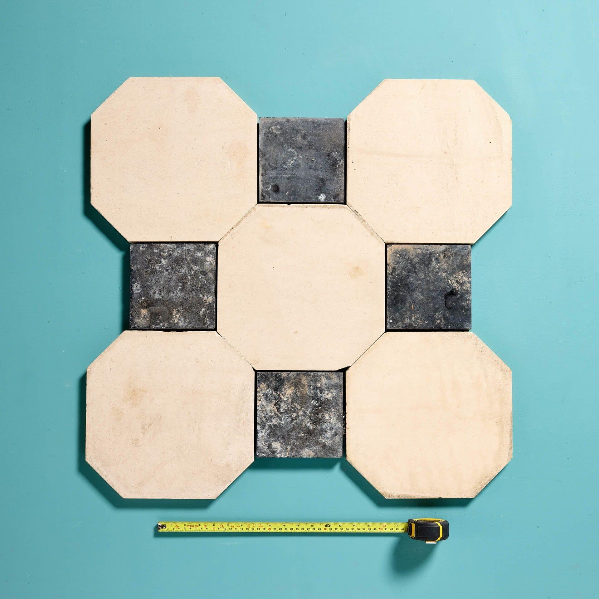 Italian Antique Limestone & Slate Cabochon Floor Tiles 5.8m2 (62.4 ft2)
