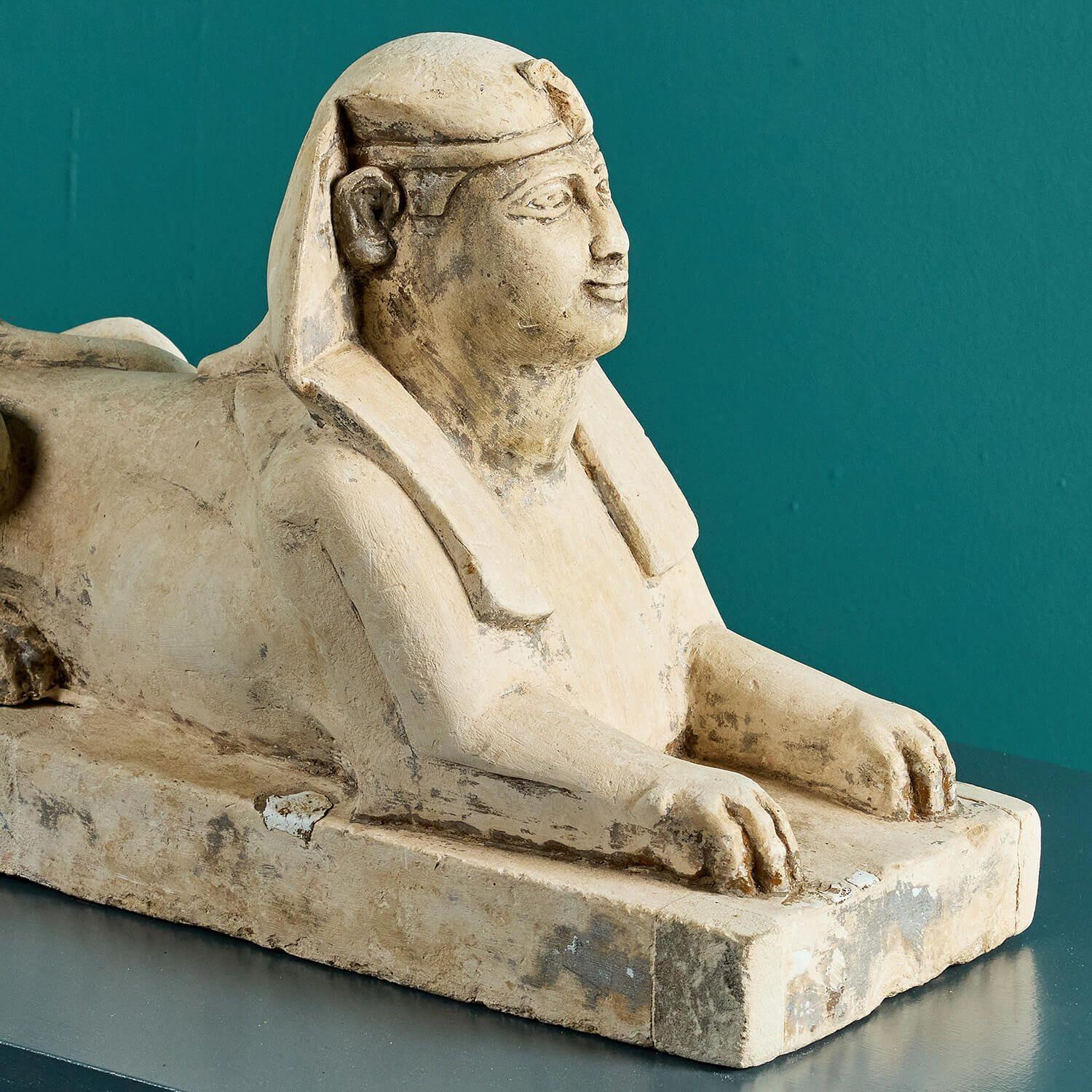 Antique Limestone Sphinx Sculpture In Fair Condition For Sale In Wormelow, Herefordshire