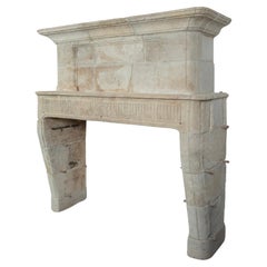 Antique Limestone Trumeau Fireplace Mantelpiece