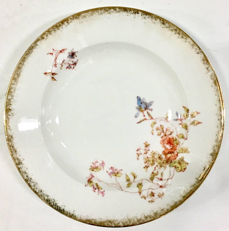 Antique Limoge France Porcelain Rim Soup Bowls by, Oscar Gutherz S/10