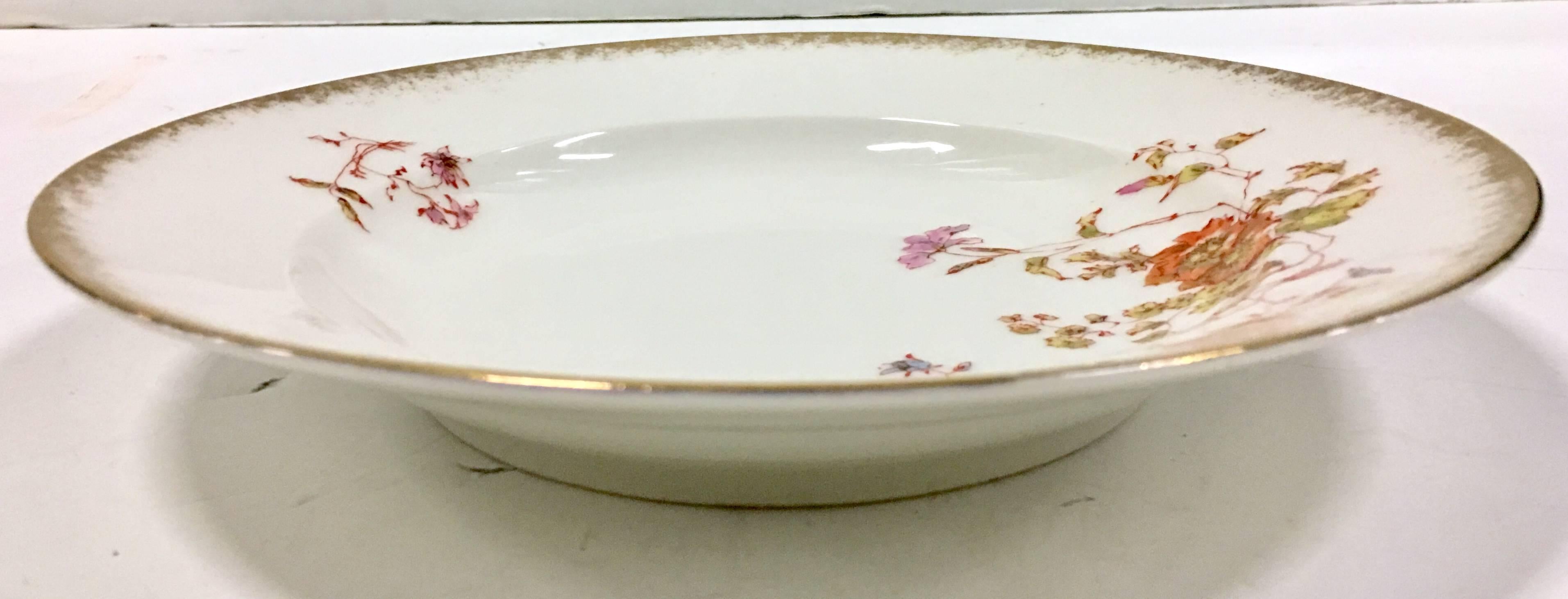 French Antique Limoge France Porcelain Rim Soup Bowls by, Oscar Gutherz S/10