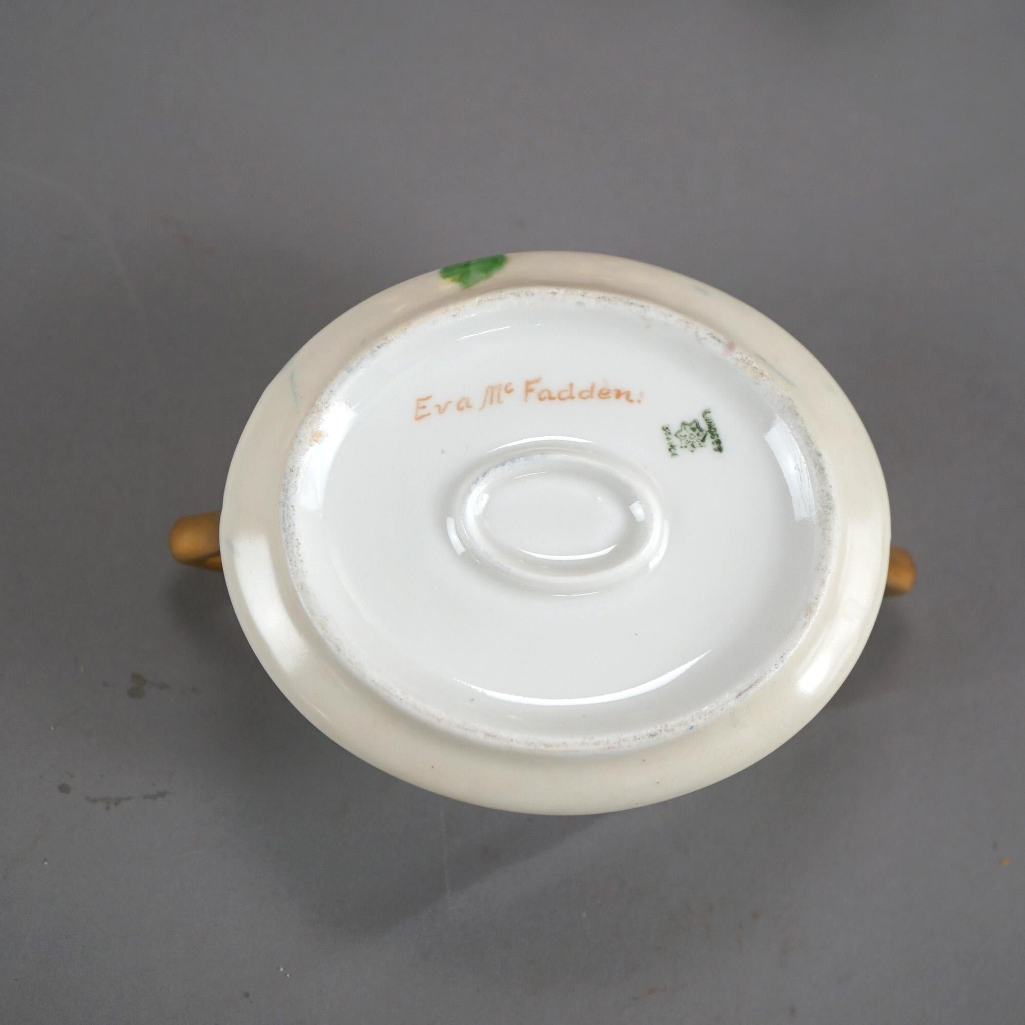 Antiguo Juego de Té de Porcelana Limoges de 28 Piezas Pintado a Mano y Dorado Rosa Rosa C1900 en venta 1