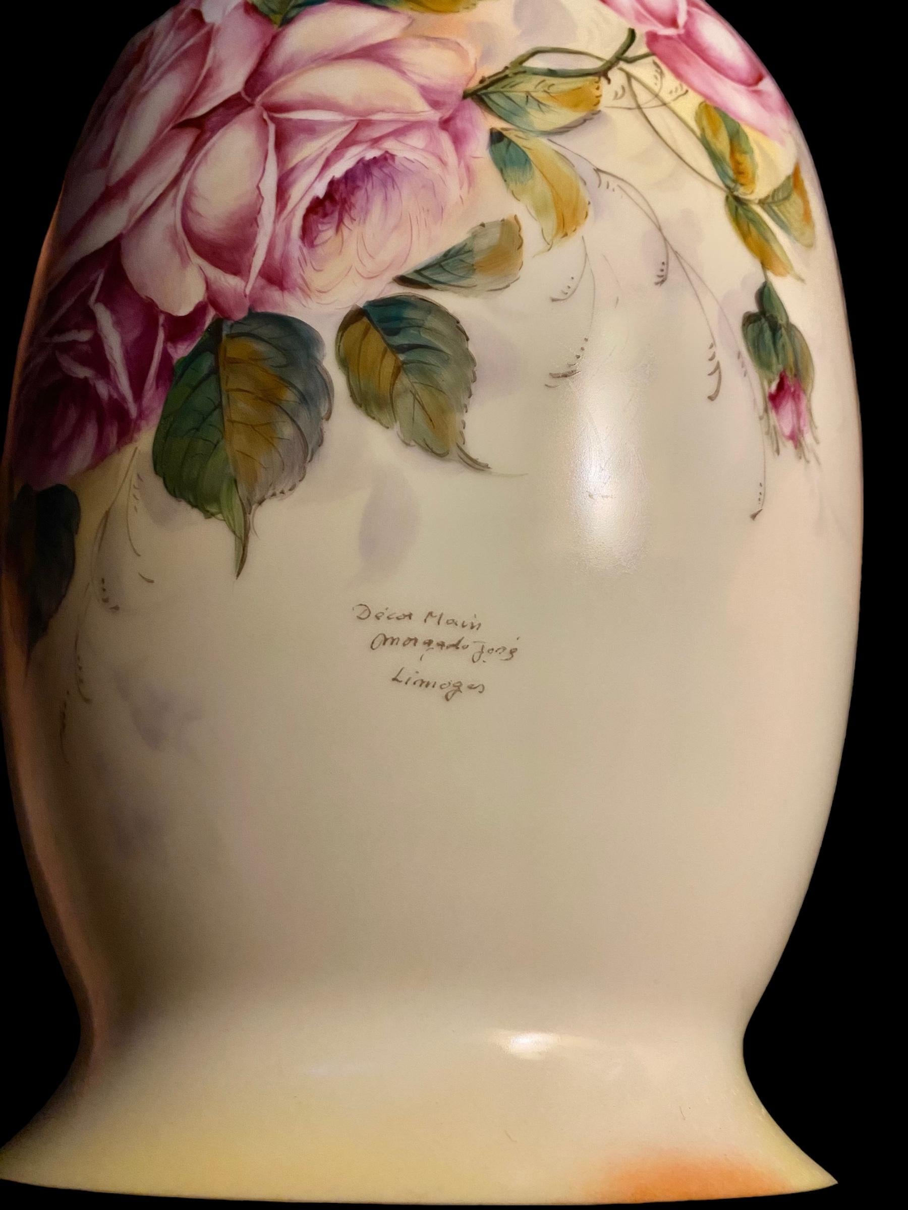 Antique Limoges Art Nouveau Roses Jardiniere 7