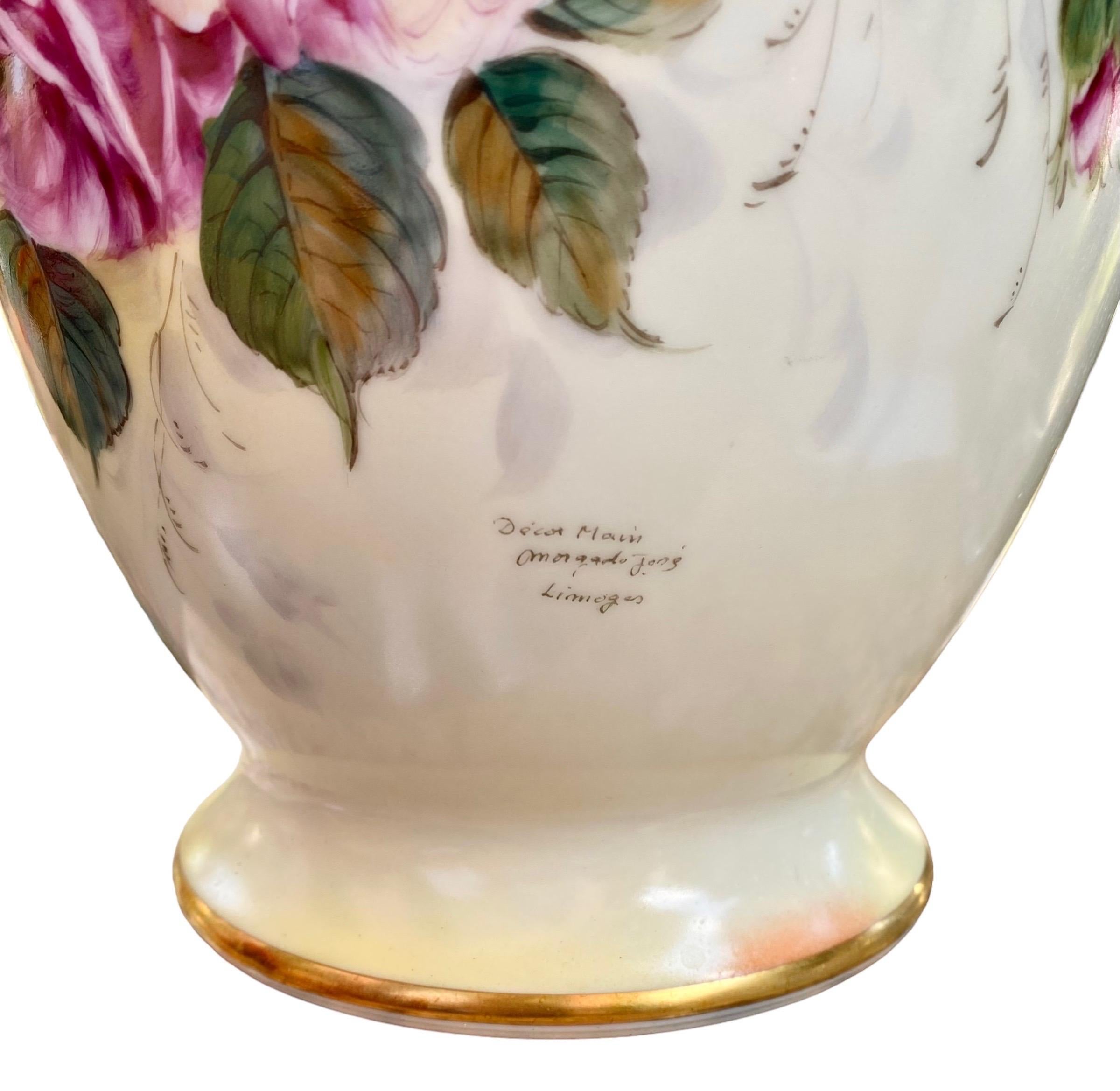 French Antique Limoges Art Nouveau Roses Jardiniere