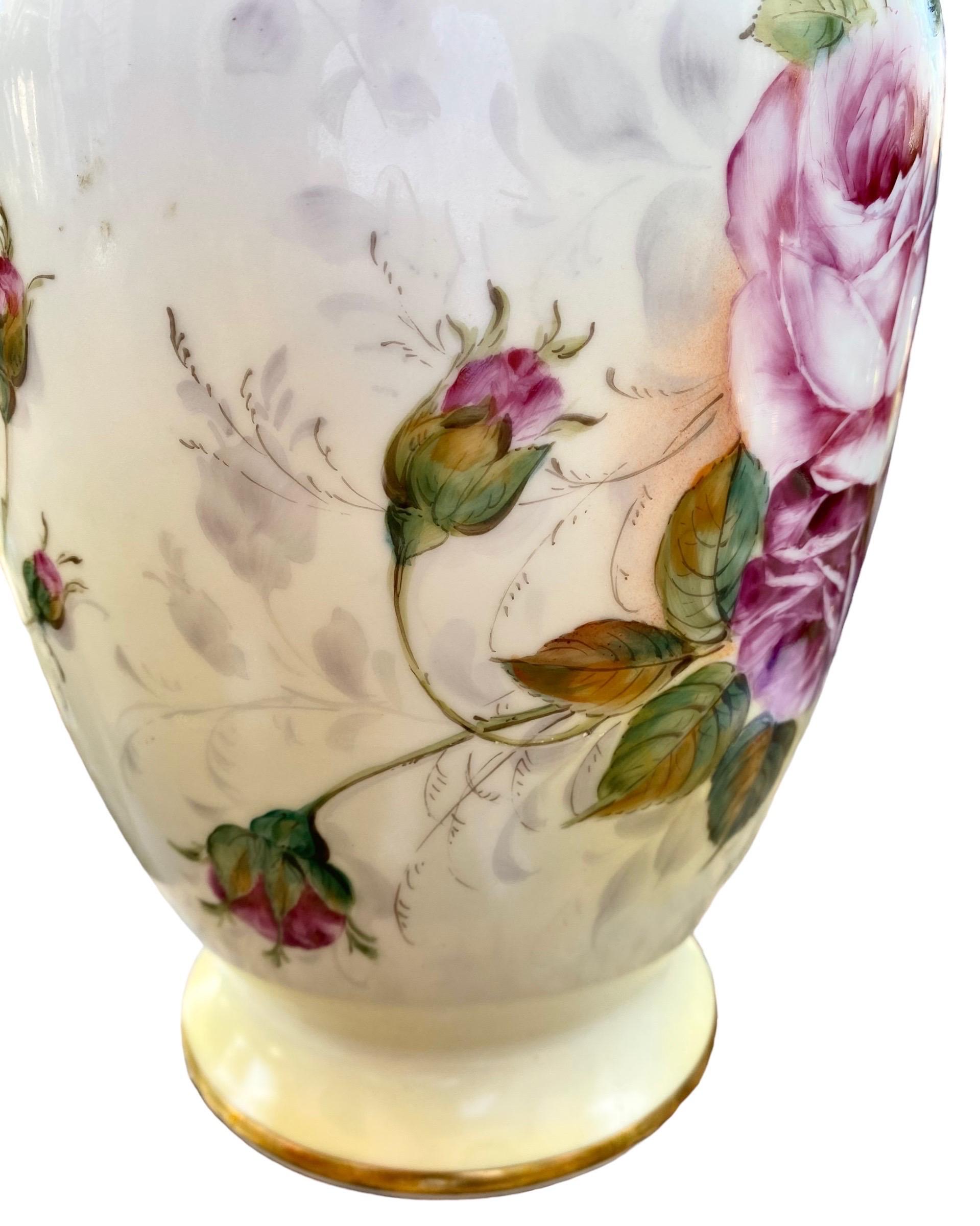 Porcelain Antique Limoges Art Nouveau Roses Jardiniere