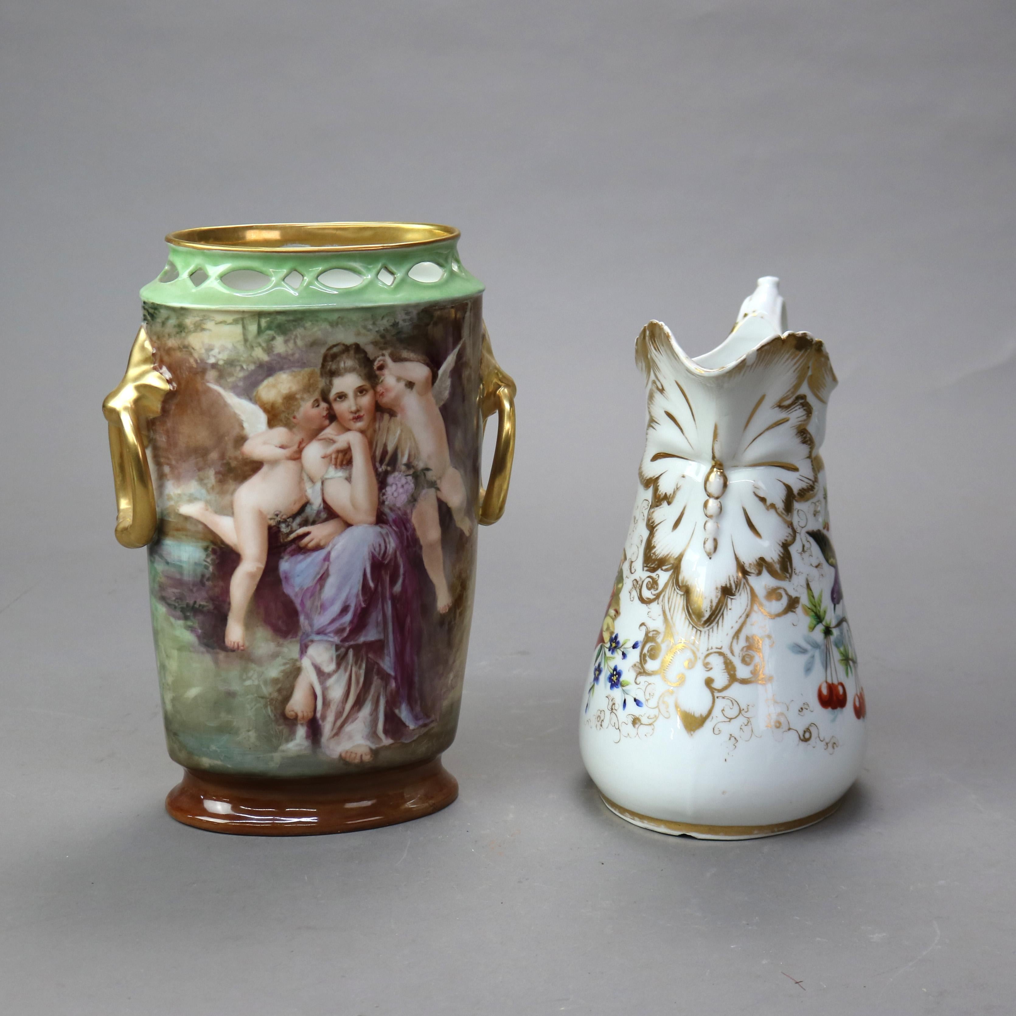 Antique Limoges Classical Hand Painted and Gilt Figural Pillow Vase C1890 10