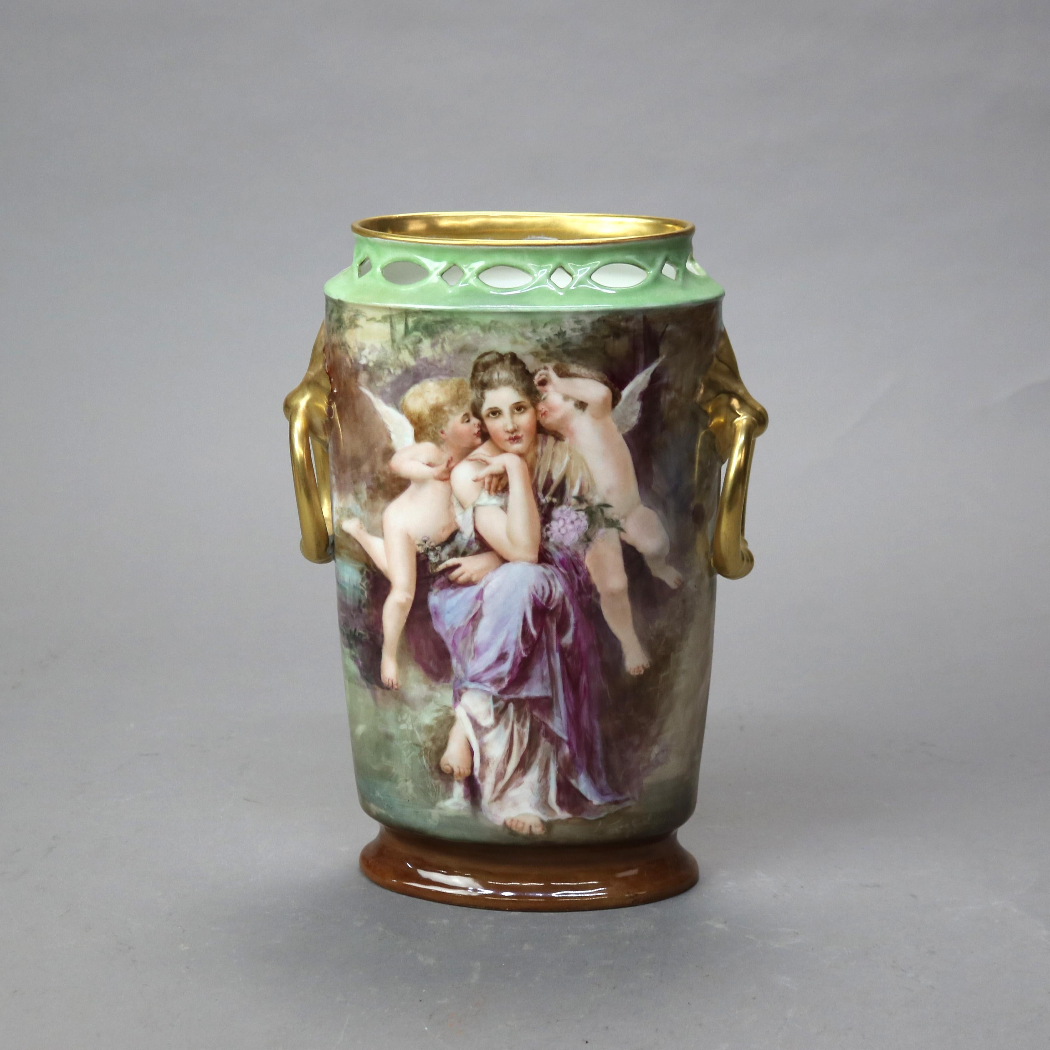 Antique Limoges Classical Hand Painted and Gilt Figural Pillow Vase C1890

Measures - 11.25