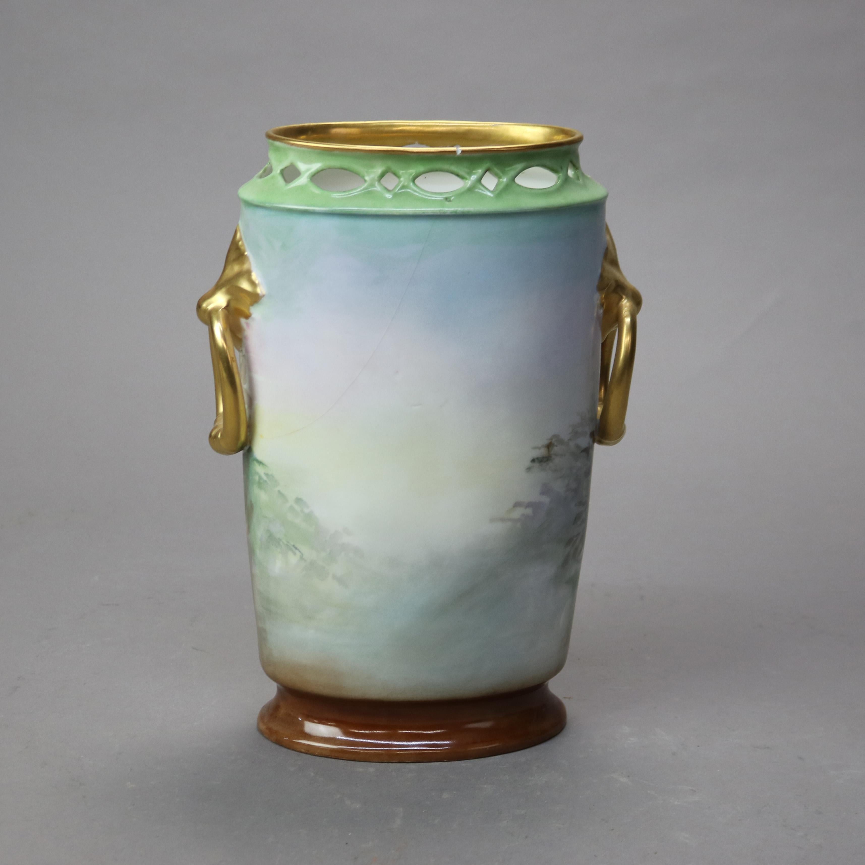 Antique Limoges Classical Hand Painted and Gilt Figural Pillow Vase C1890 1