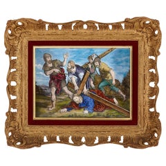 Antique Limoges Enamel Plaque of Christ on the Road to Calvary