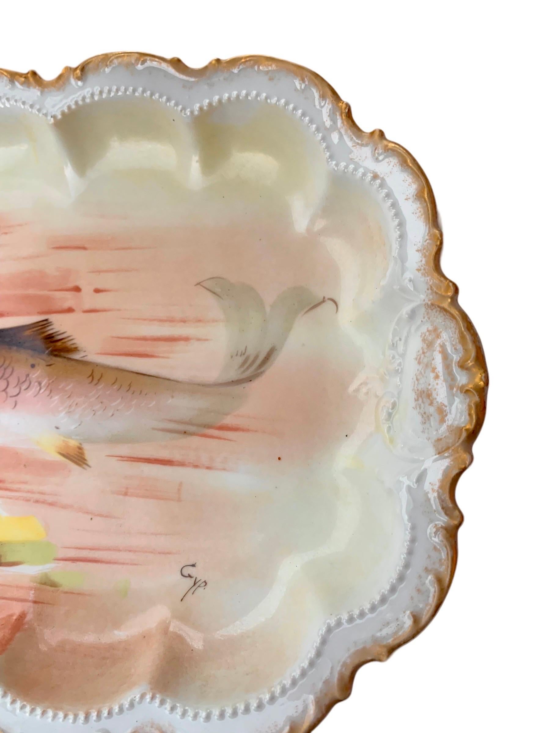 20th Century Antique Limoges Fish Platter and Twelve Serving Plates For Sale