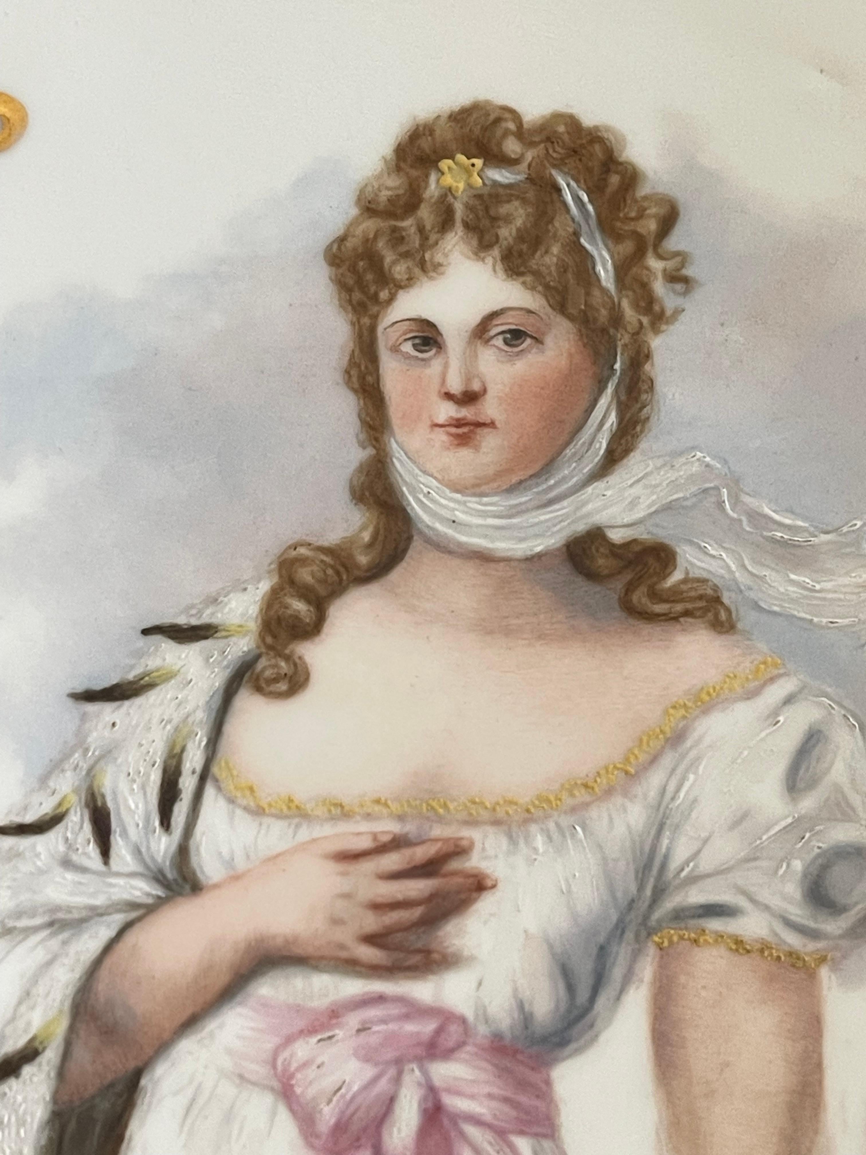 French Antique Limoges France Marie -Louise Portrait Porcelain Plate For Sale